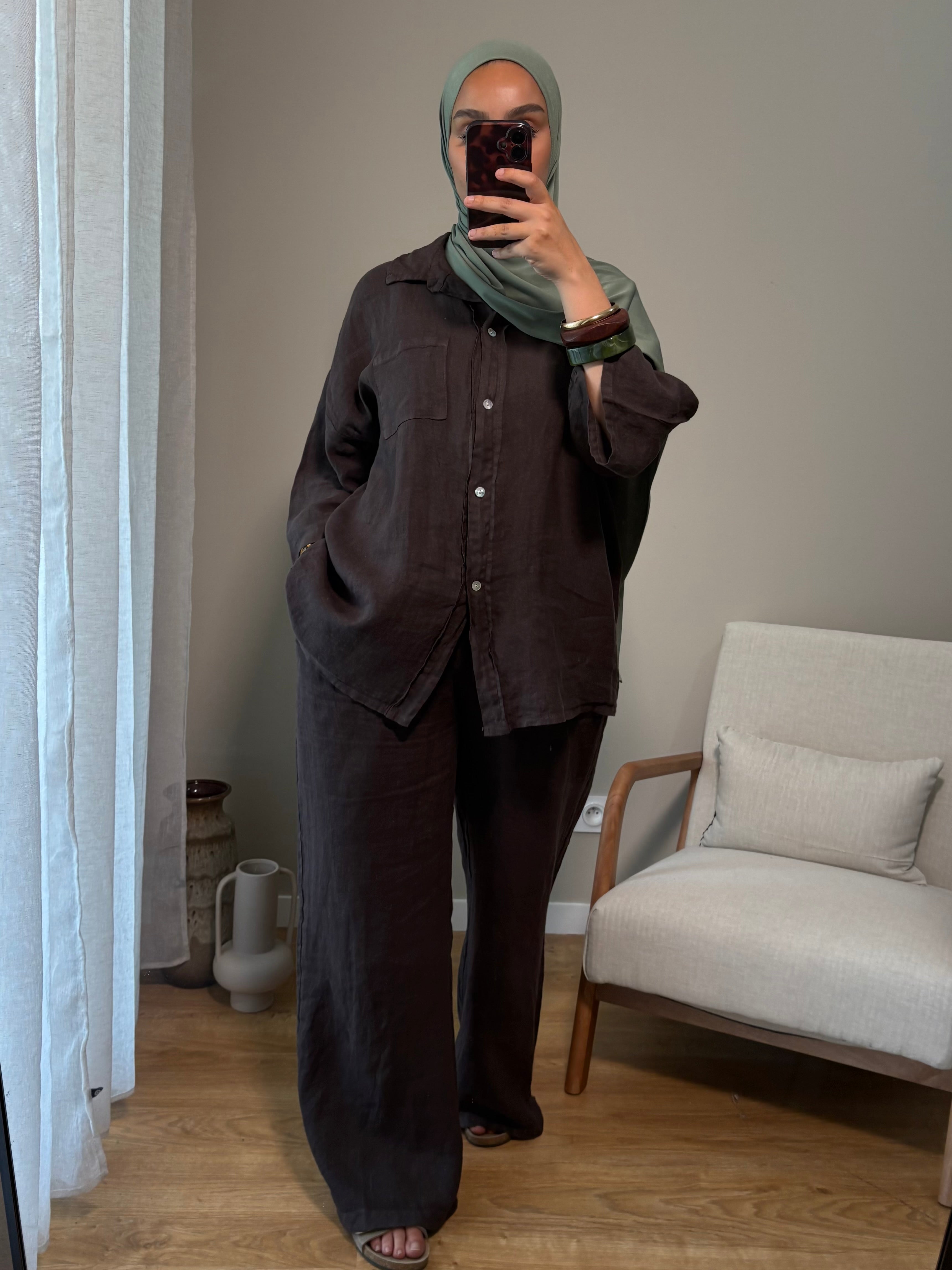 Ensemble 100% lin | Marron