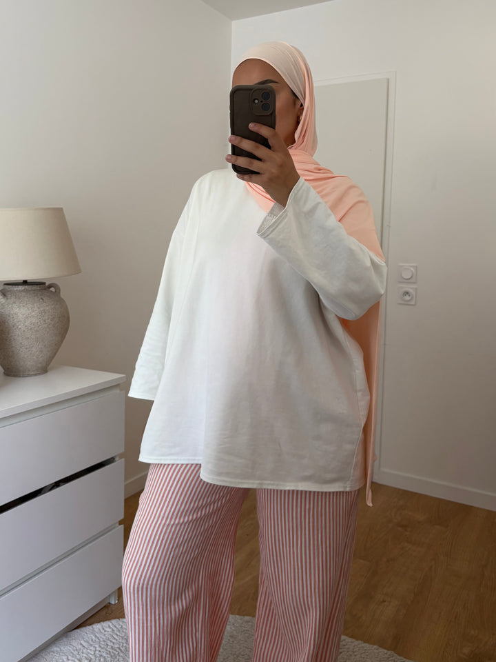 Pantalon rayé | Corail