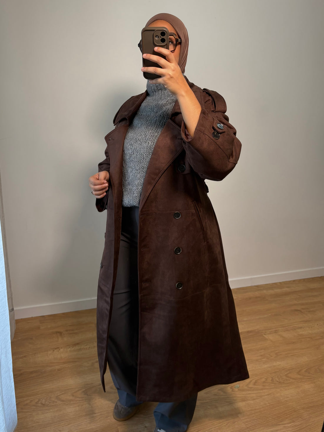 Trench Suède Marron
