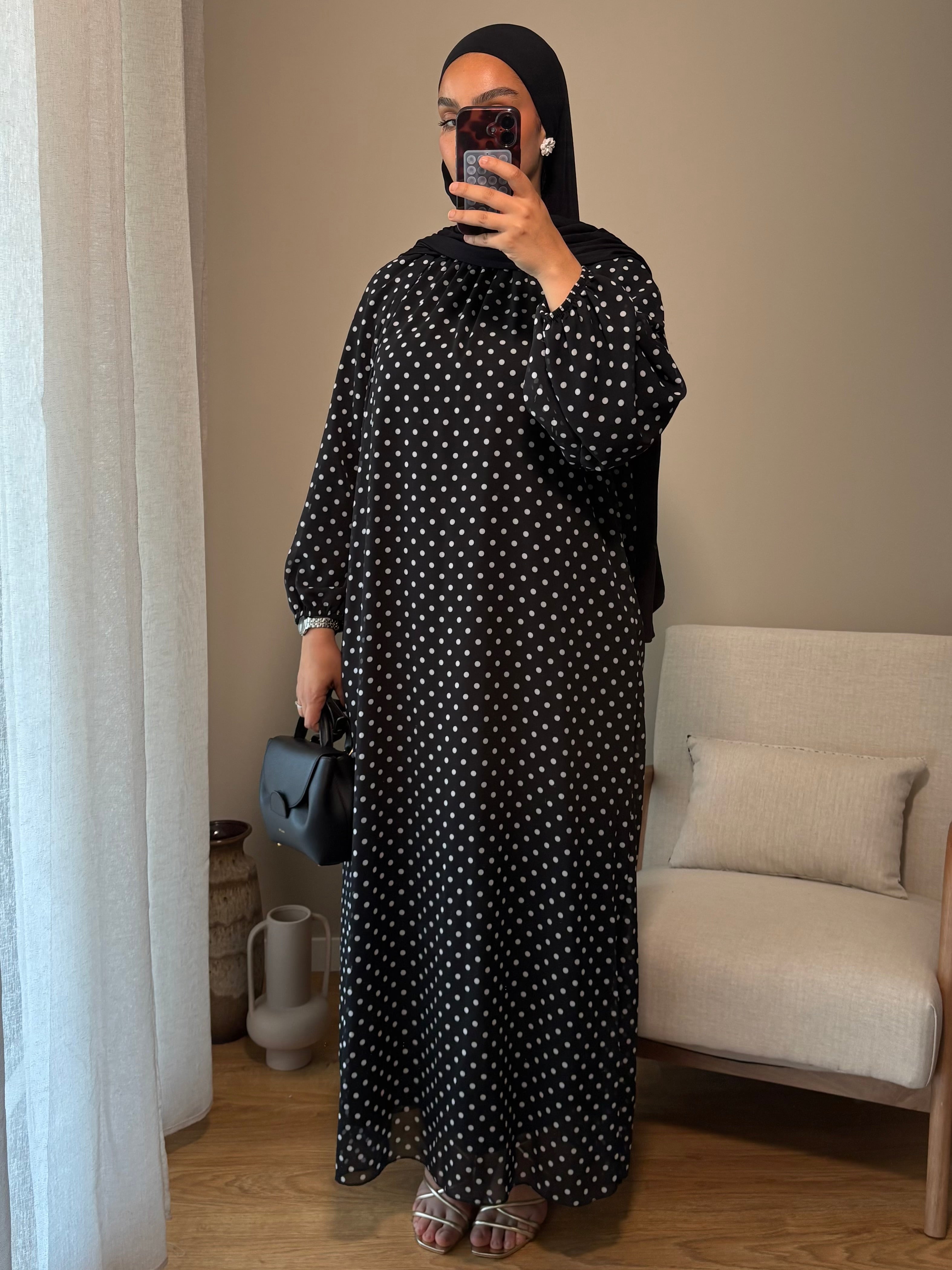 Robe à pois | Noire