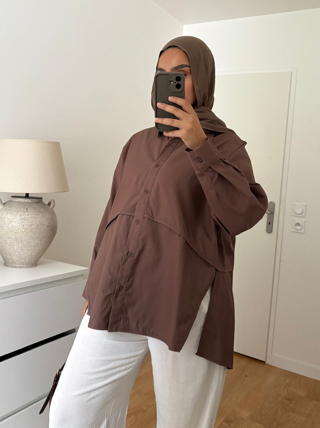 Chemise Marron à fentes