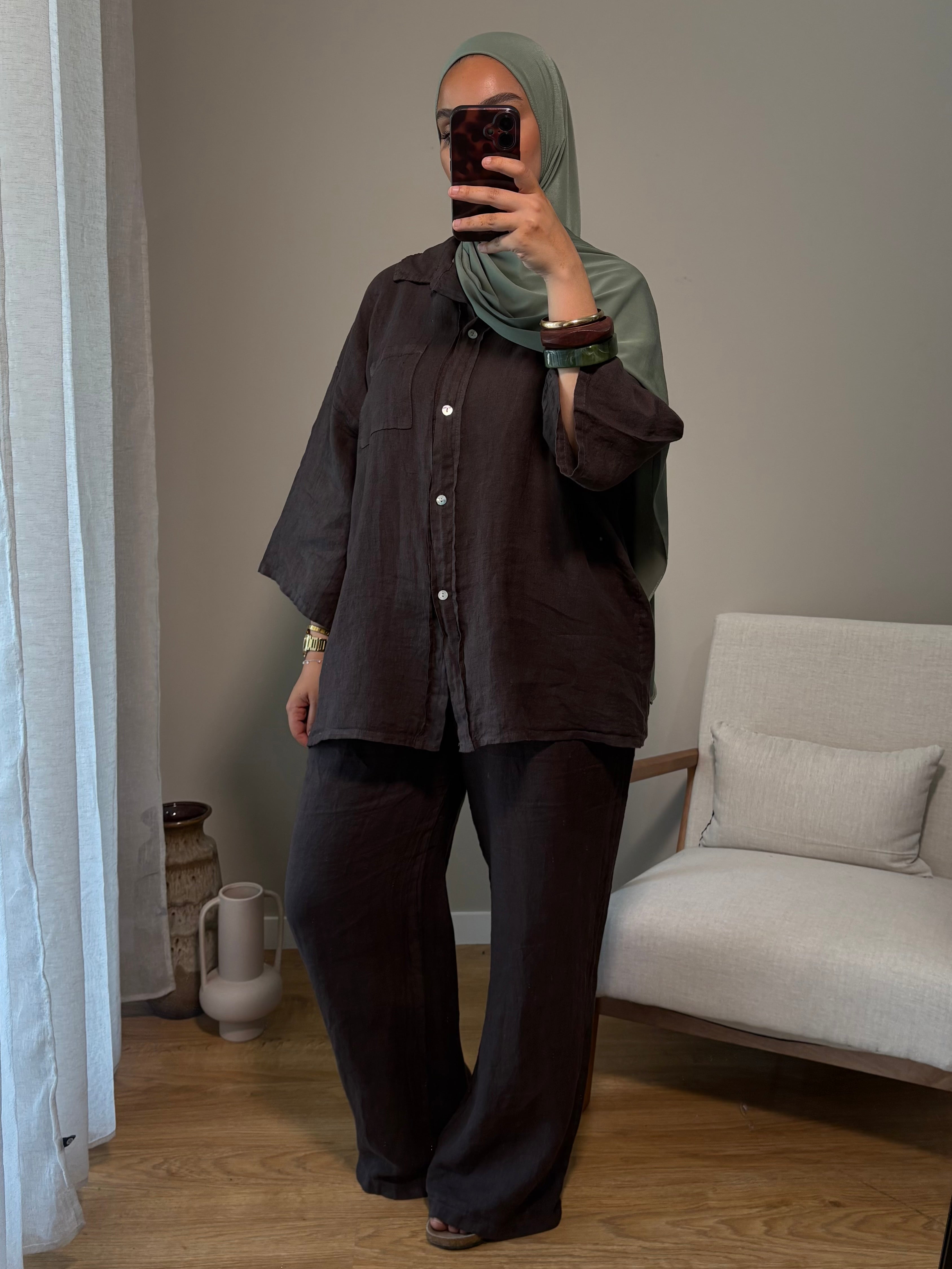 Ensemble 100% lin | Marron