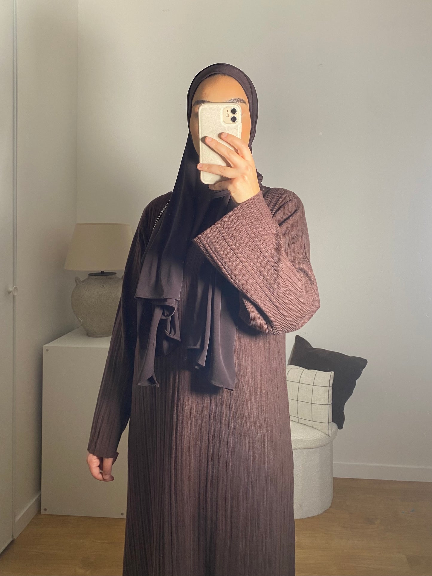 Robe Chaima plissée marron