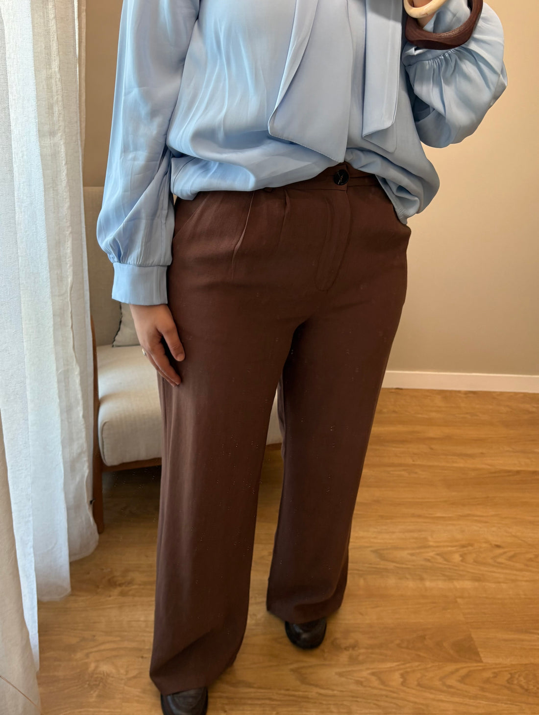 Pantalon en lin | Marron