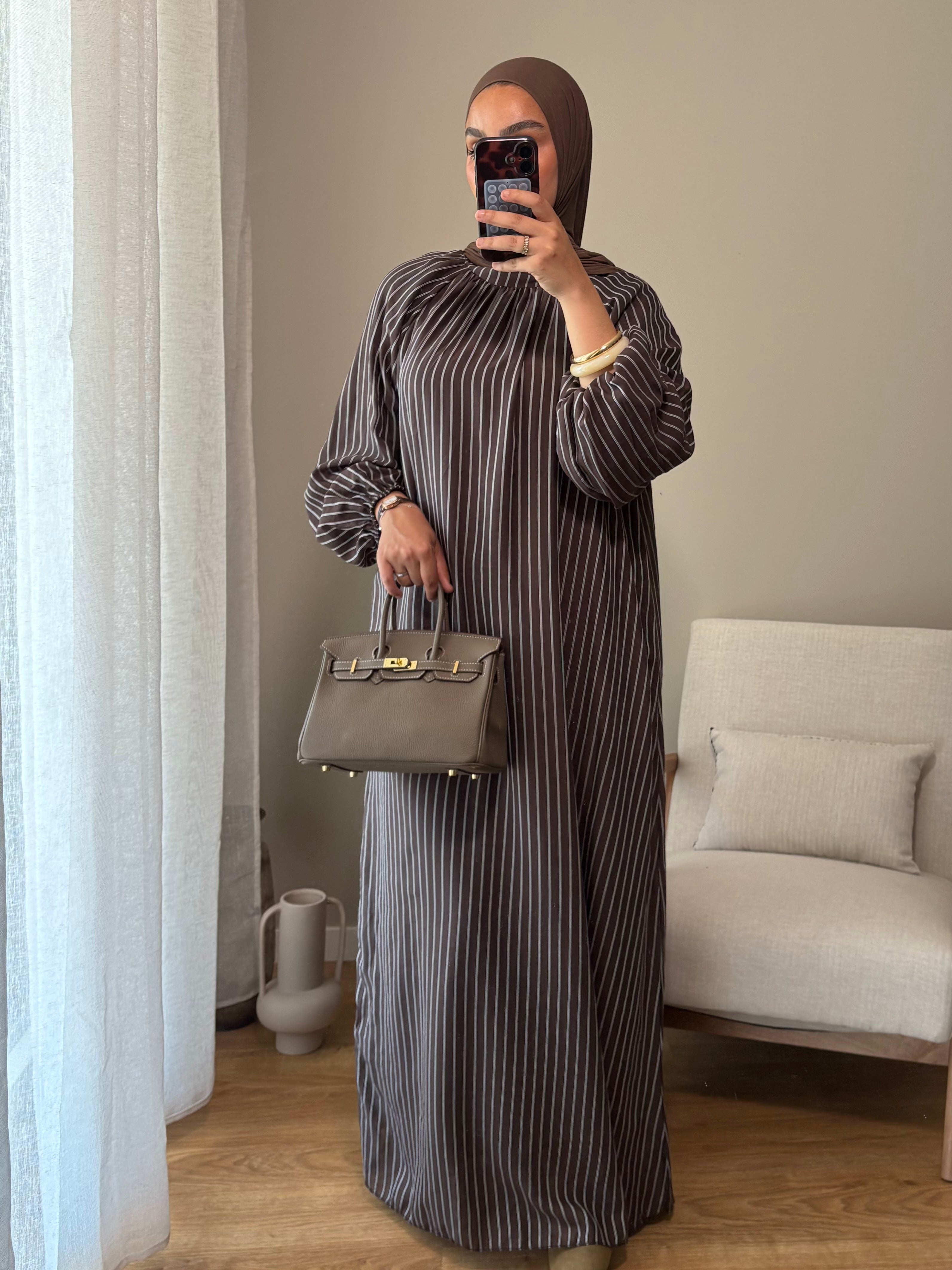 Robe à rayure | Marron
