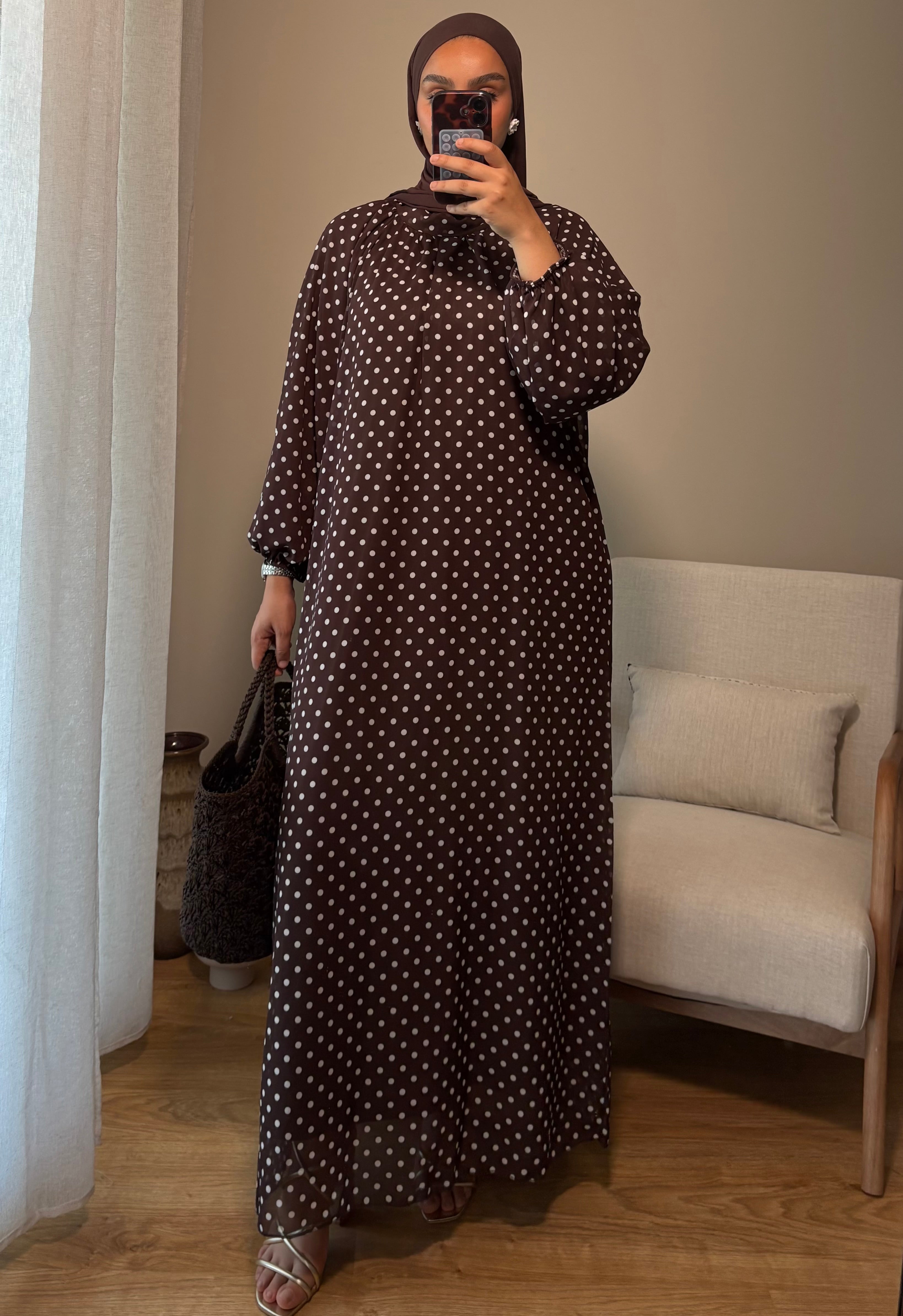 Robe à pois | Marron