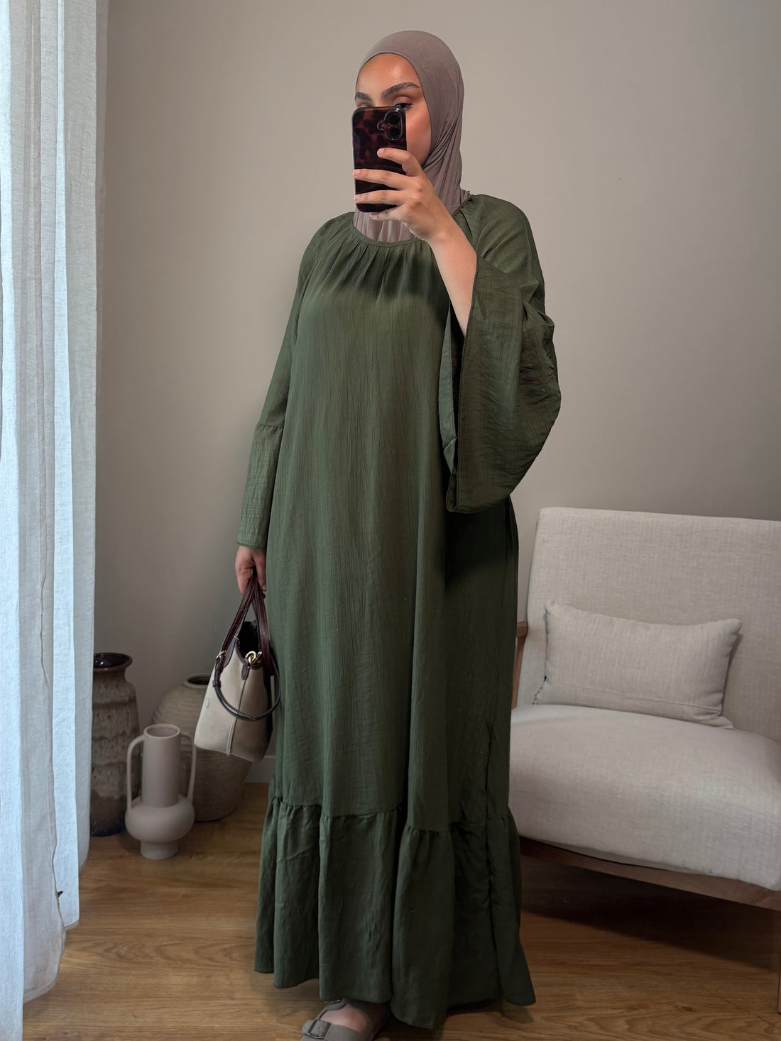 Robe à volant | Kaki