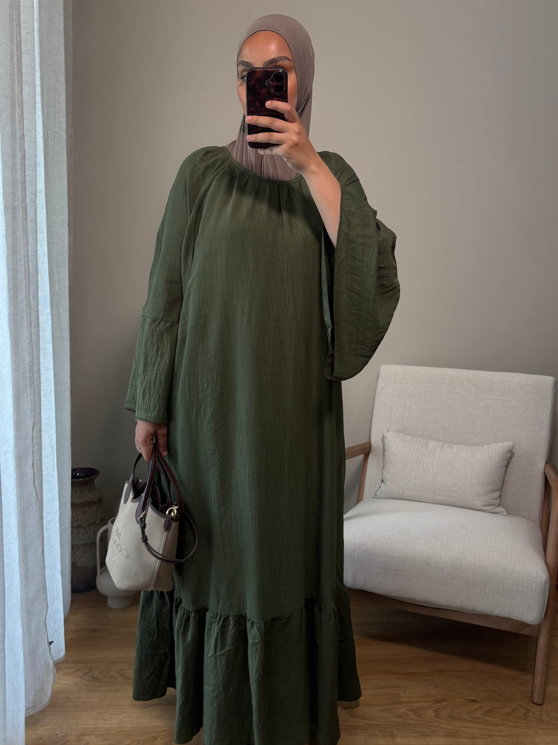 Robe à volant | Kaki