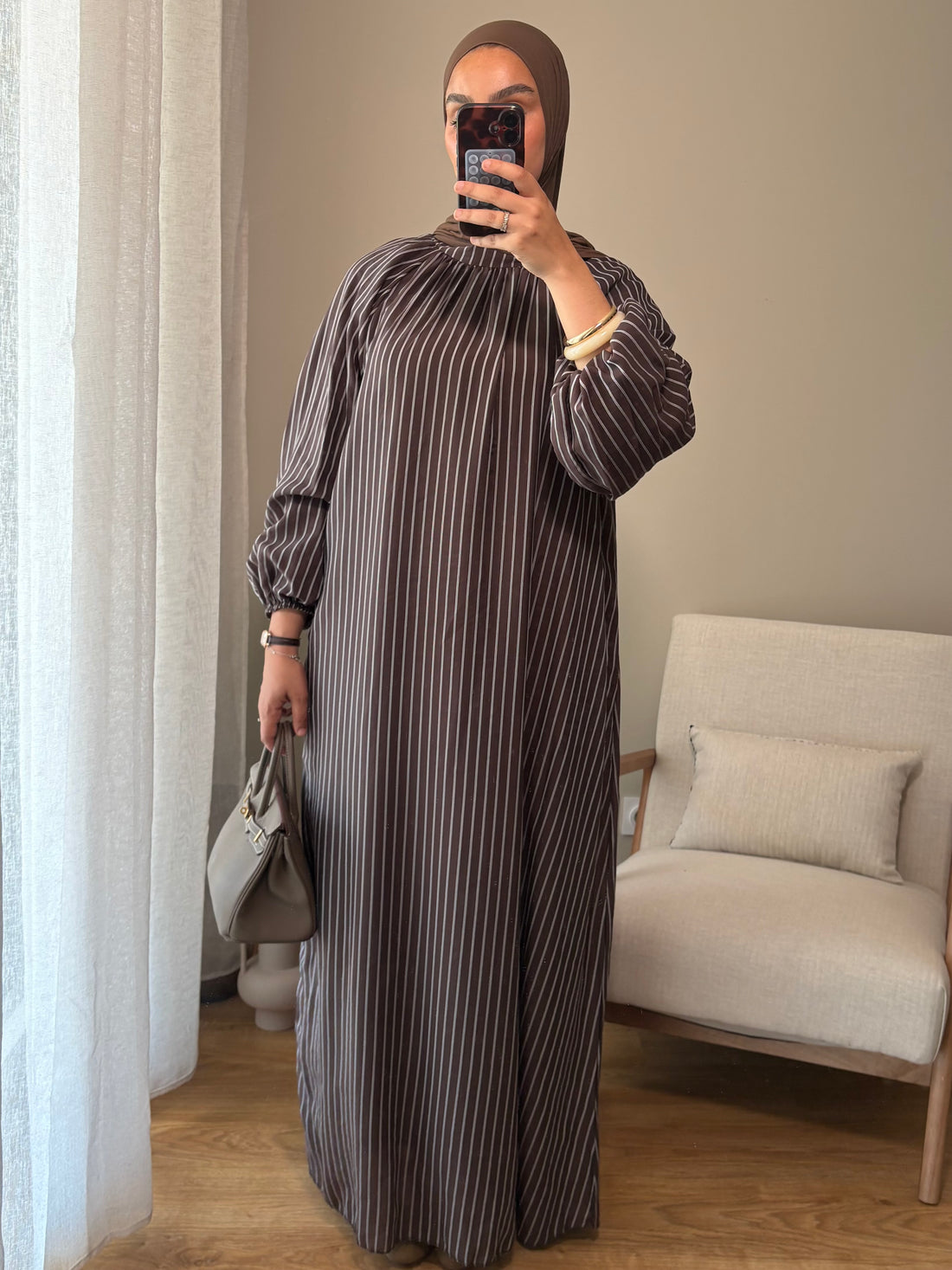 Robe à rayure | Marron