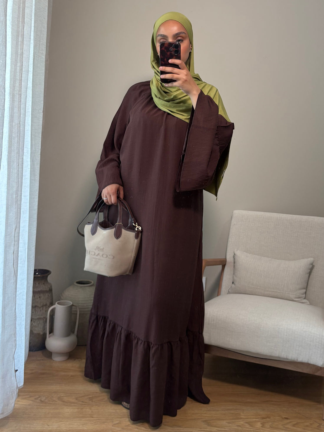 Robe à volant | Marron