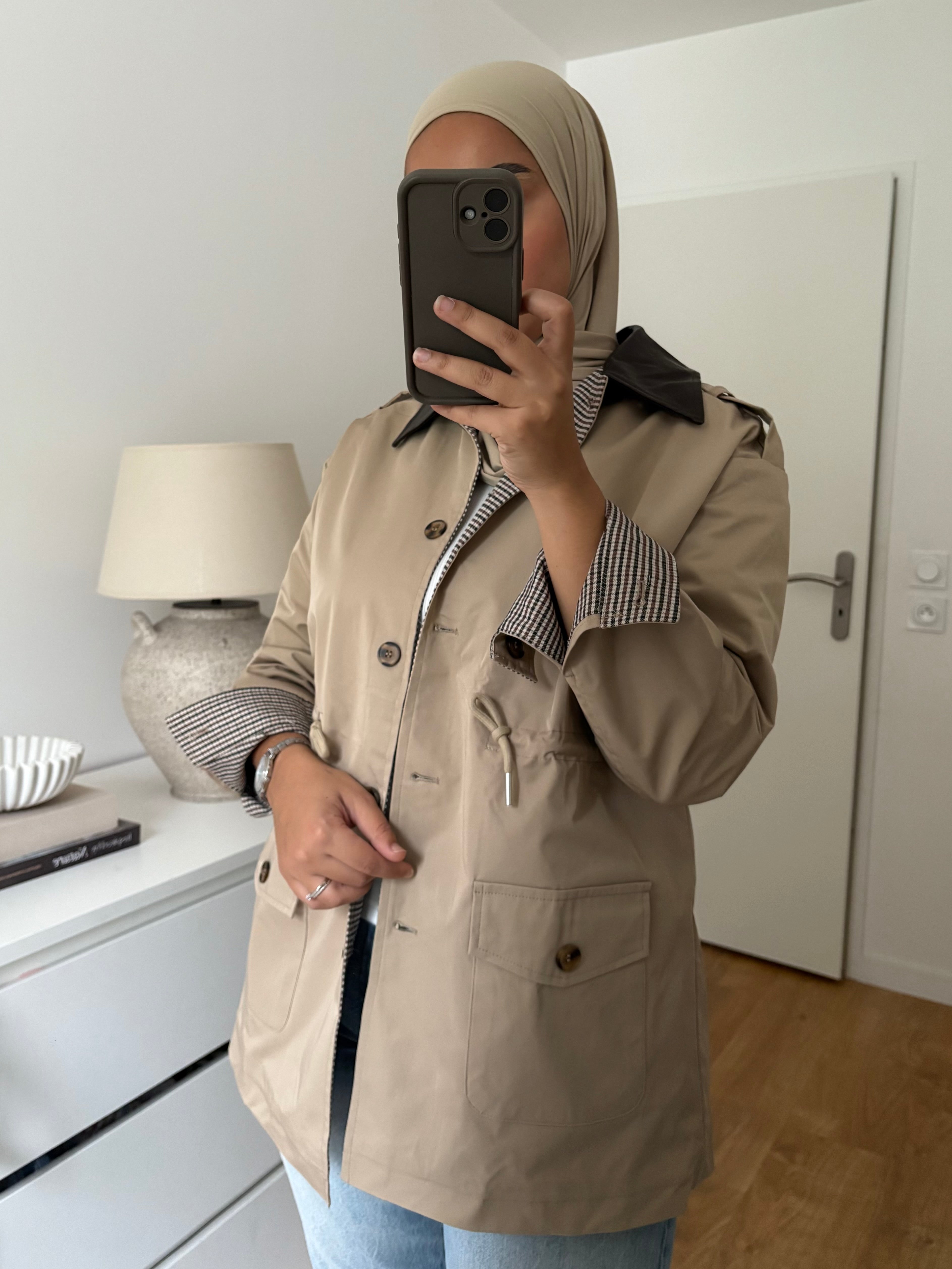 Veste Beige col marron