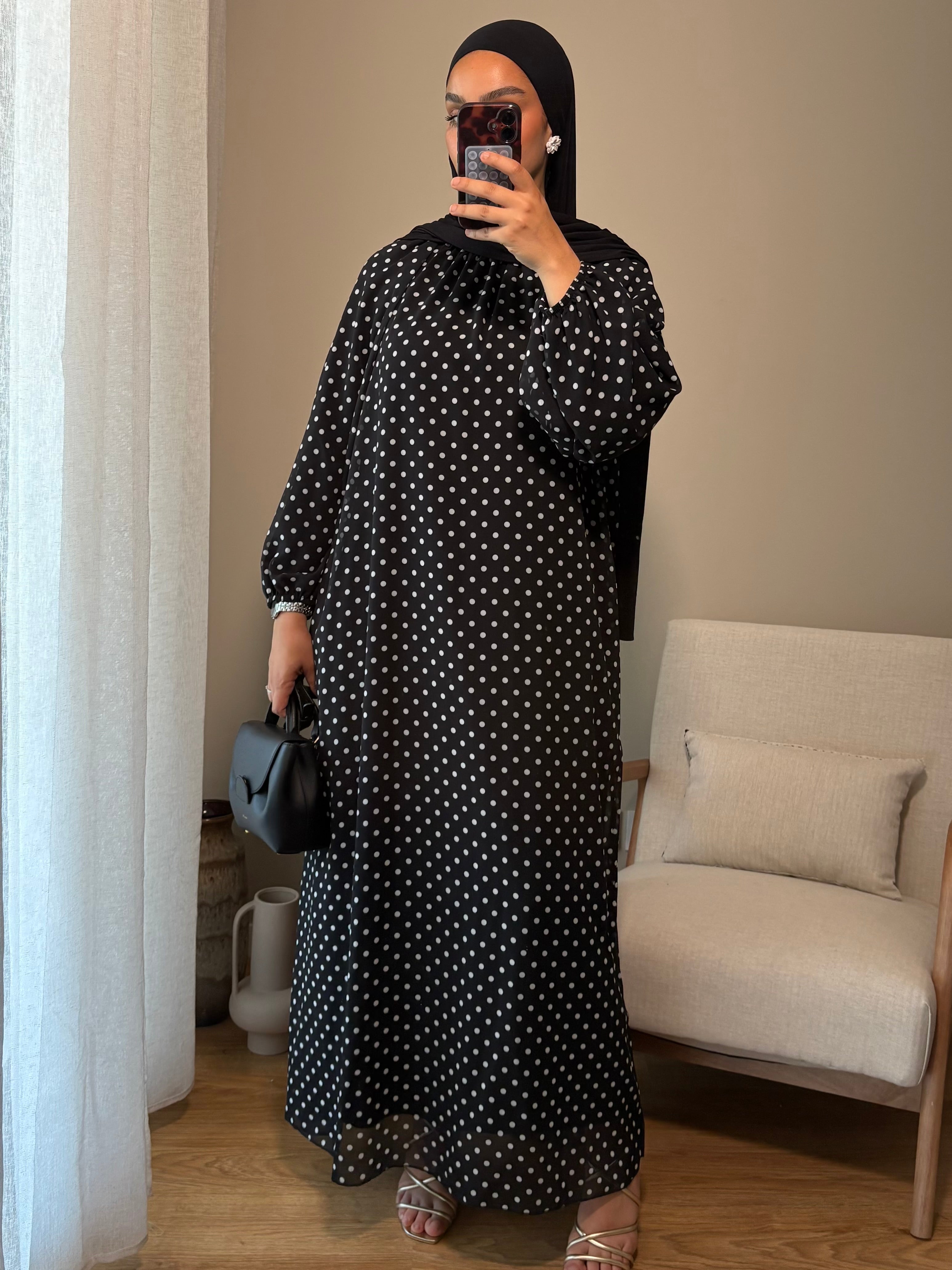 Robe à pois | Noire