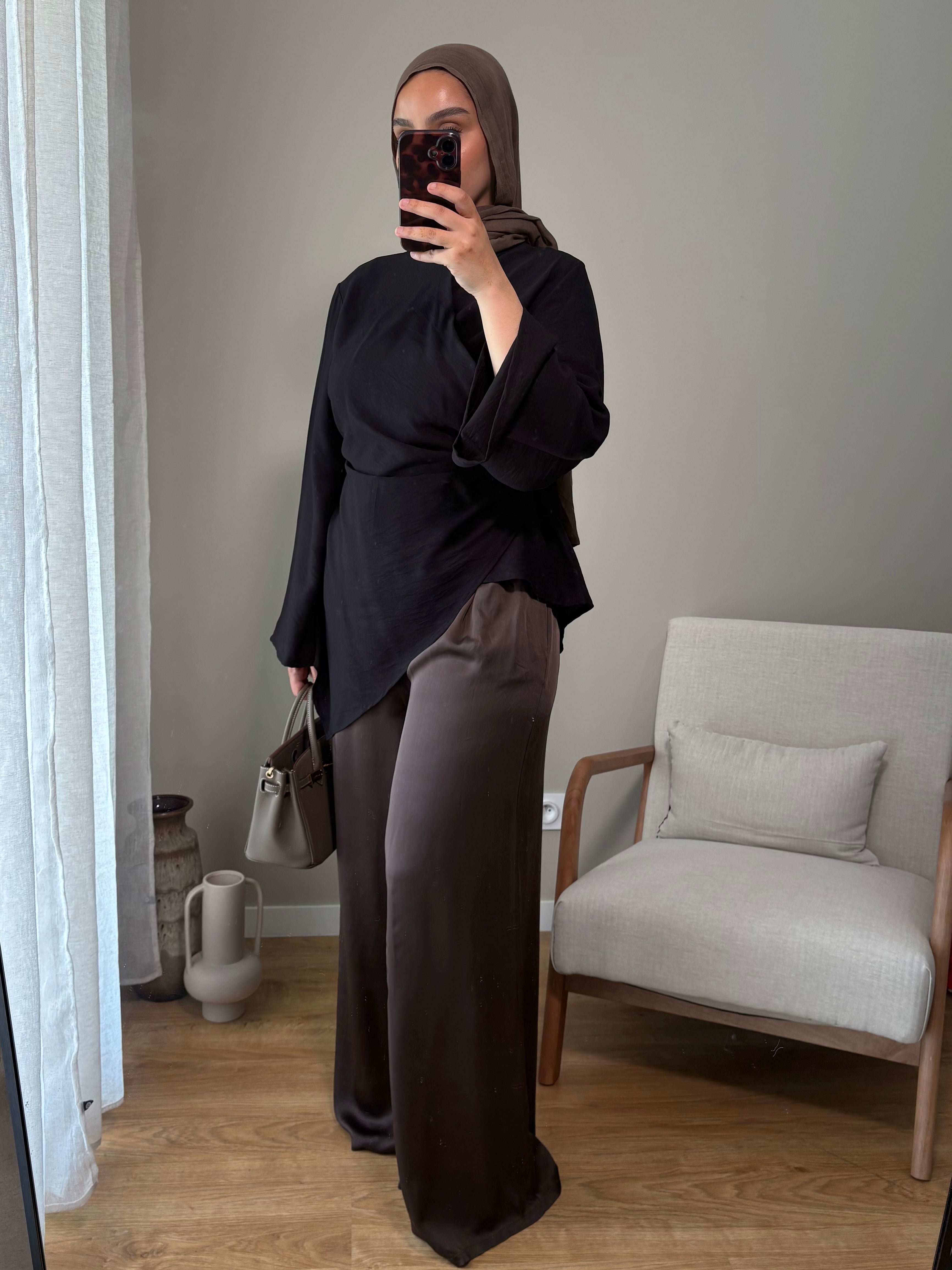 Pantalon satiné | Marron