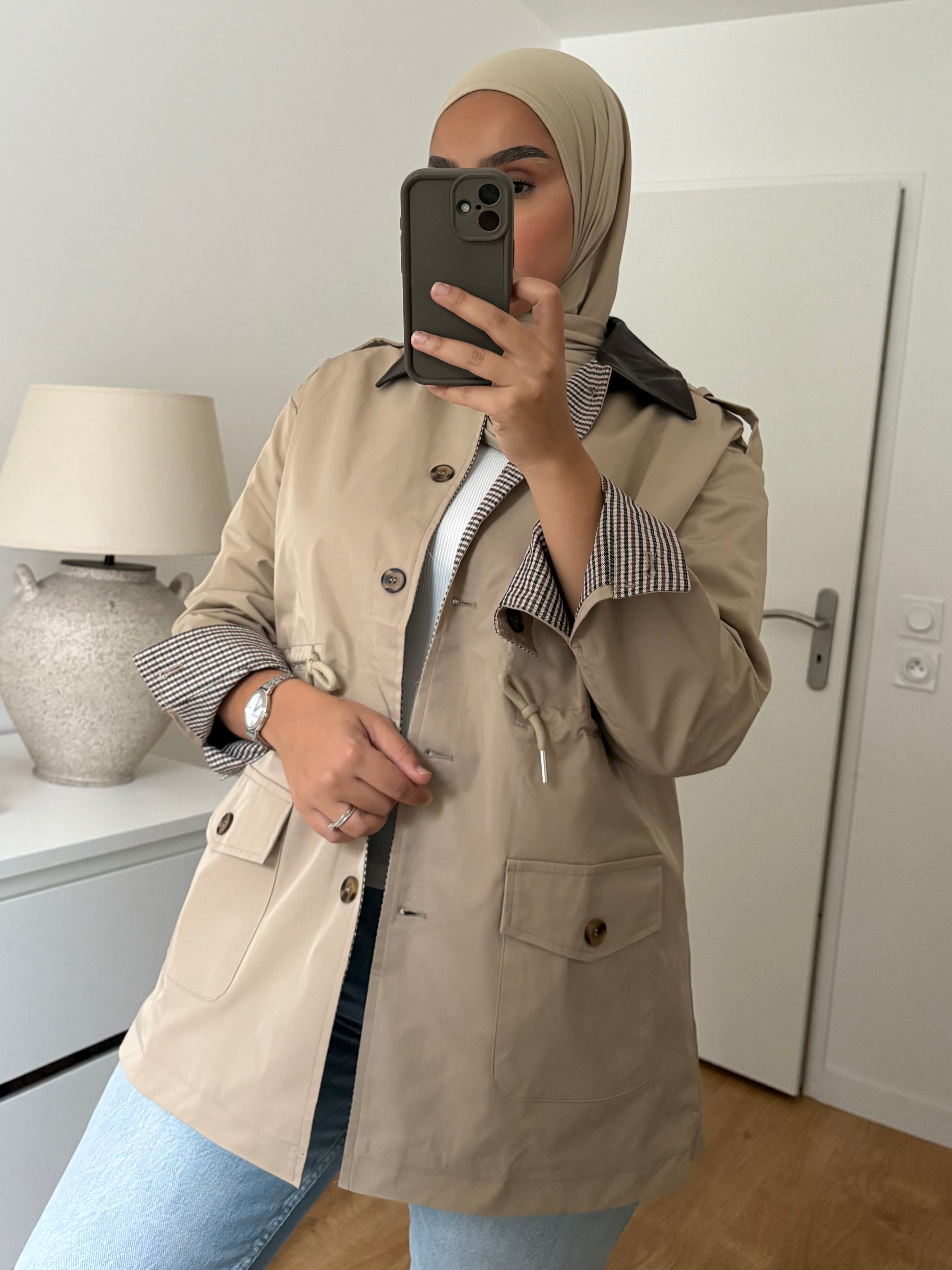 Veste Beige col marron