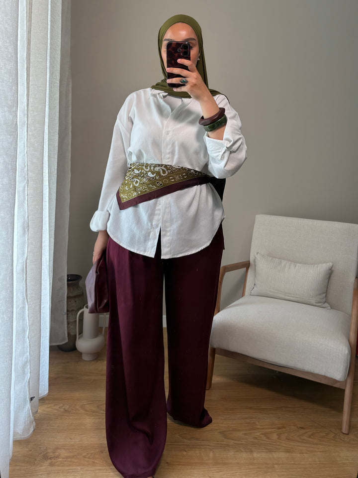 Pantalon satiné | Bordeaux