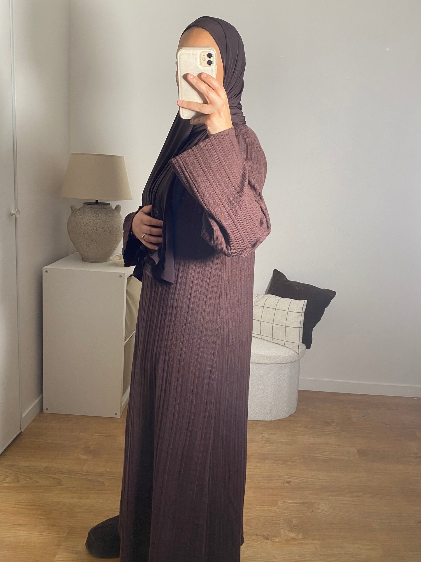 Robe Chaima plissée marron