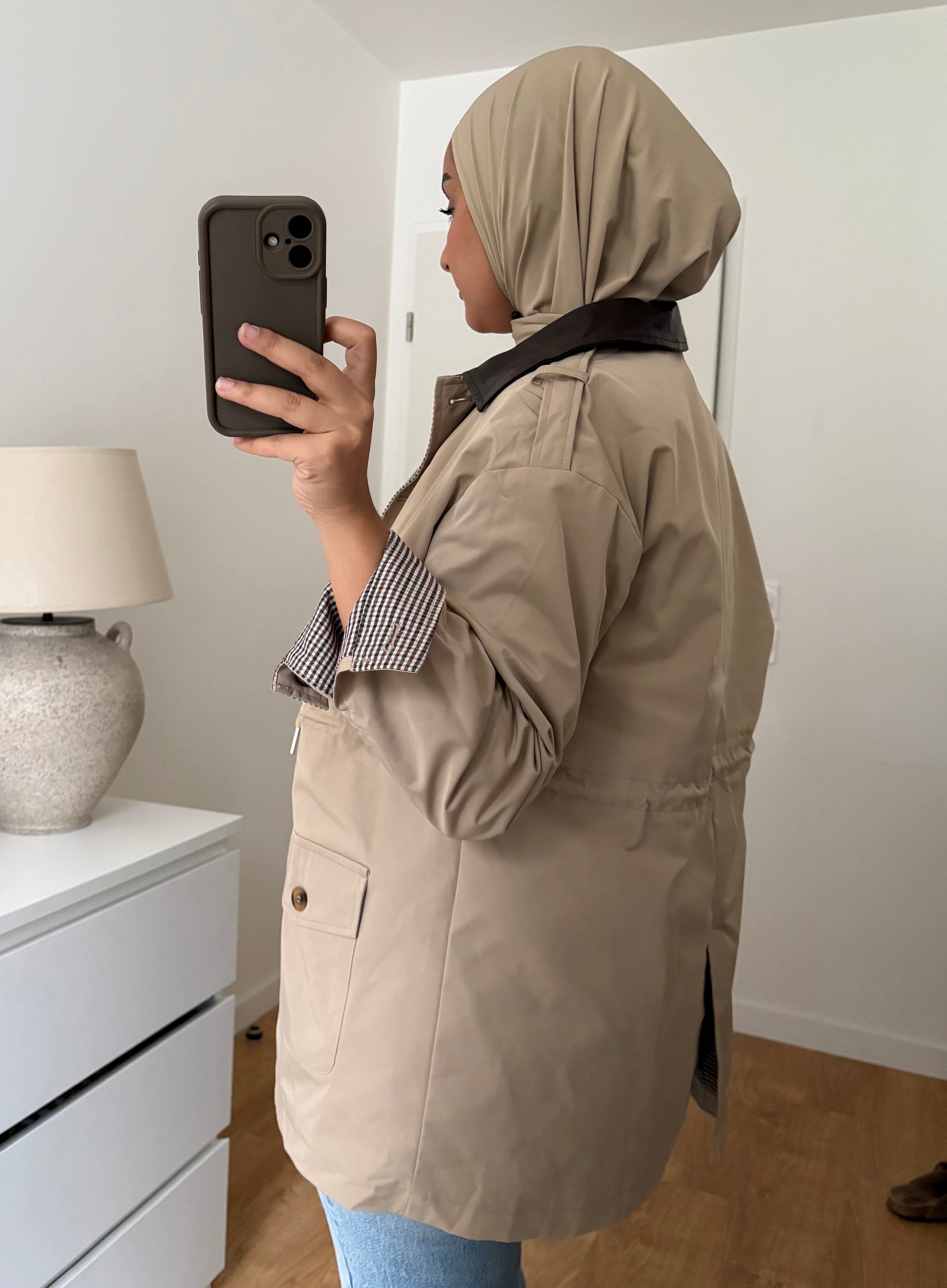 Veste Beige col marron