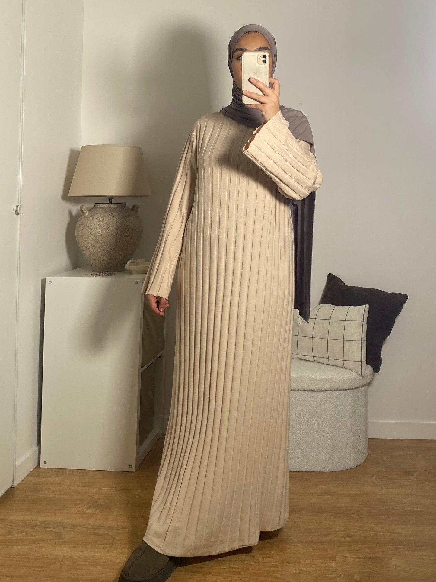 Robe Faiza plissée crème