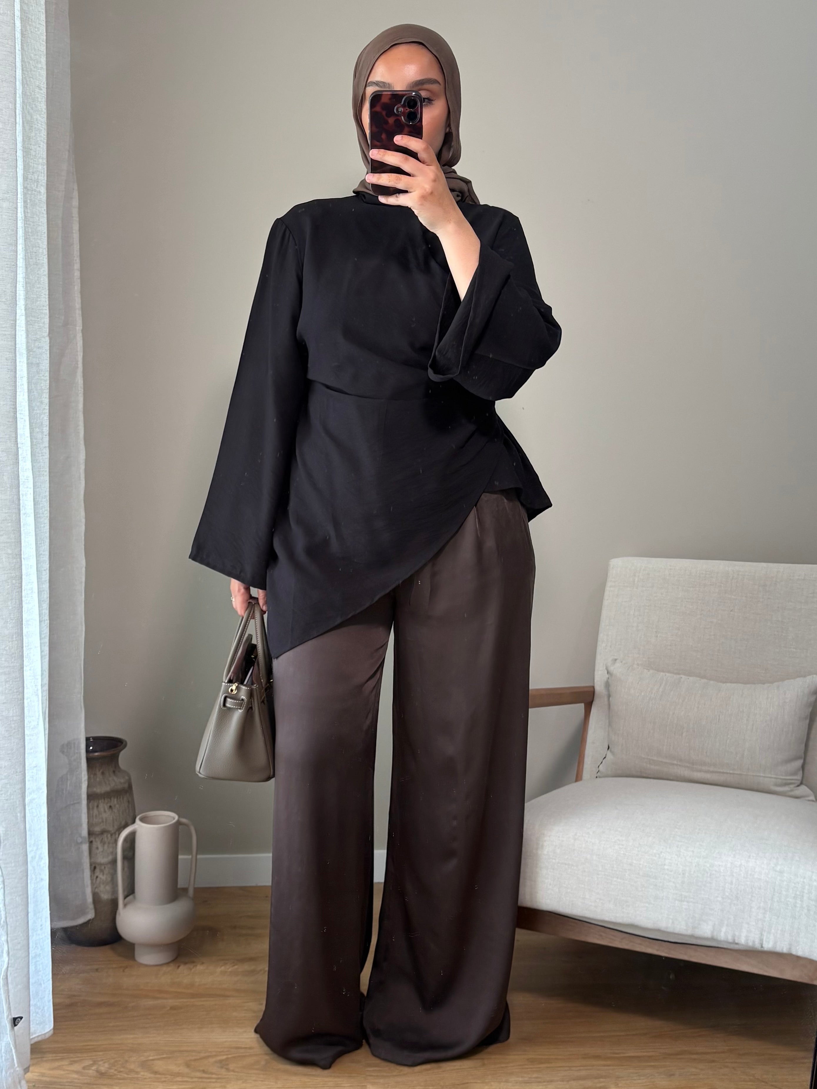 Pantalon satiné | Marron