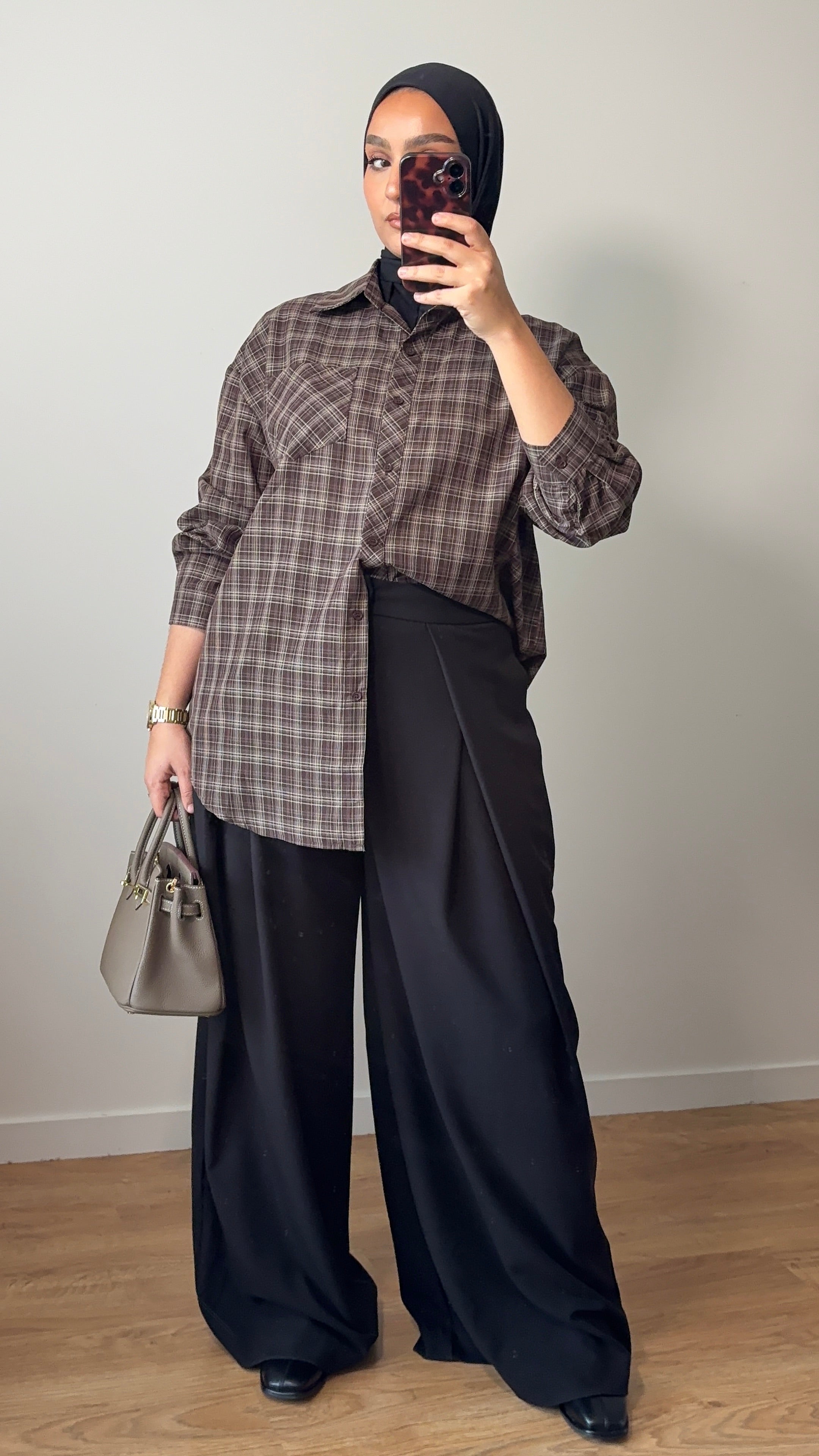 Chemise carreaux marron