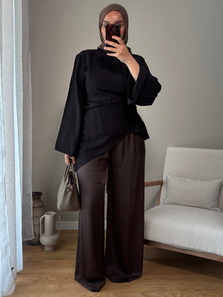 Pantalon satiné | Marron