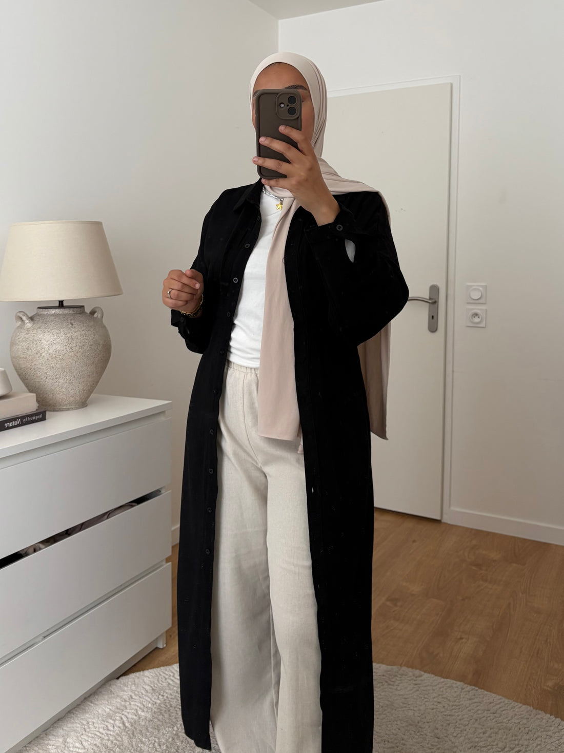 Robe chemise en lin | Noire