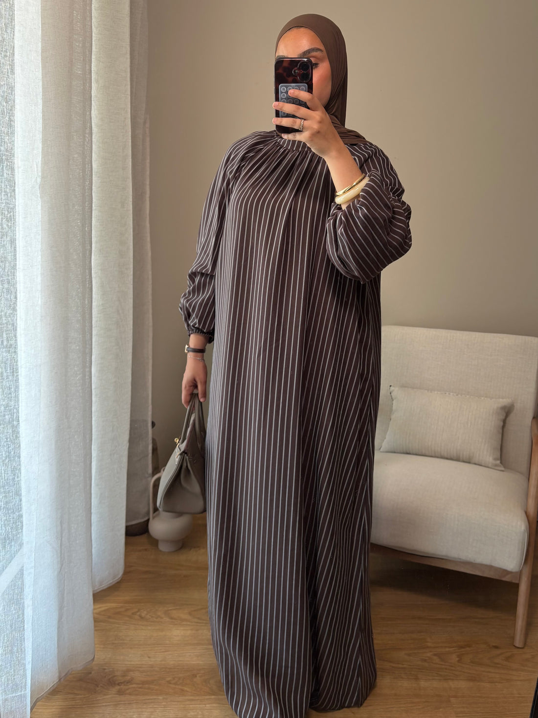 Robe à rayure | Marron