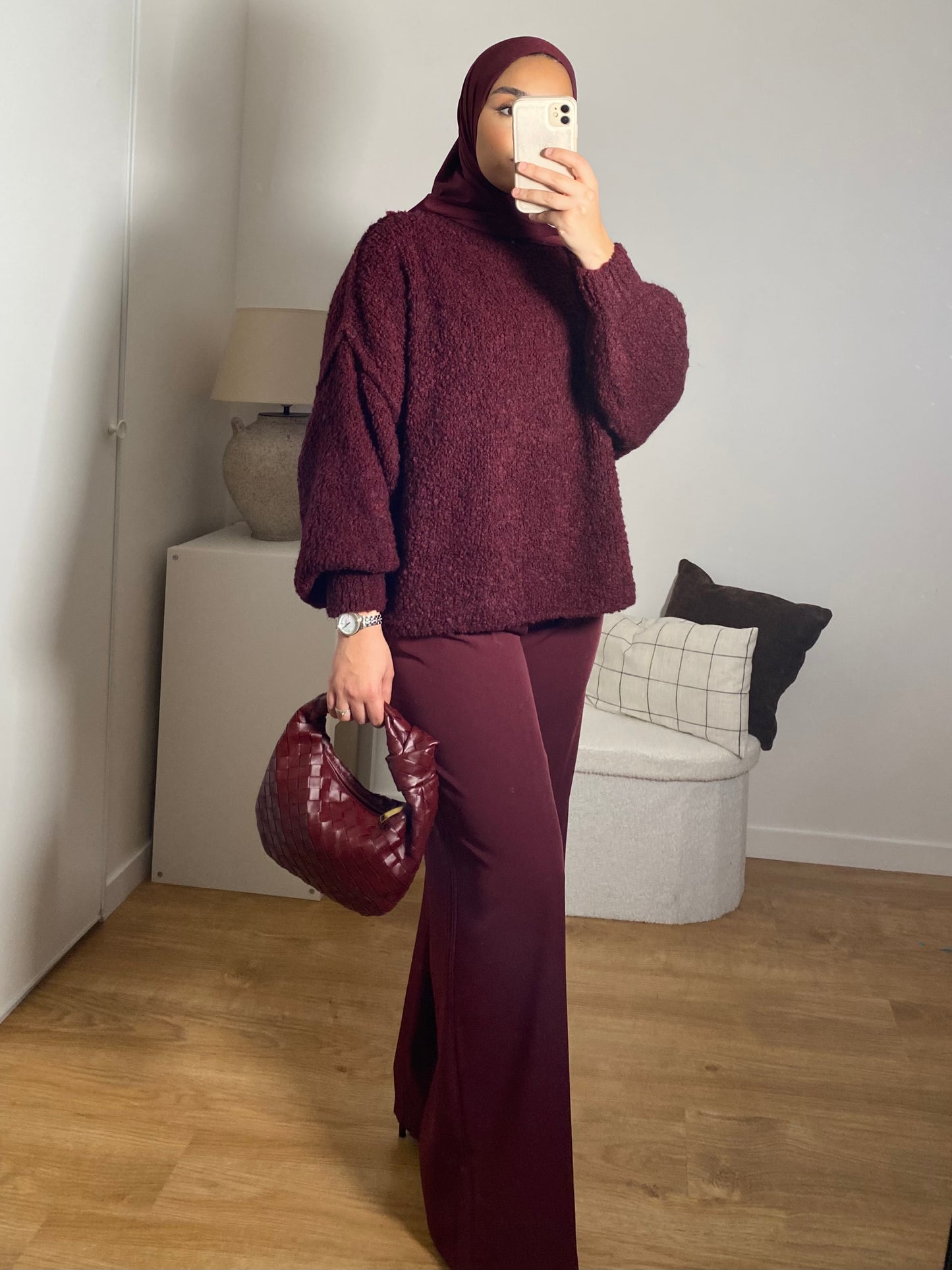 Pull bouclette Nanou Bordeaux