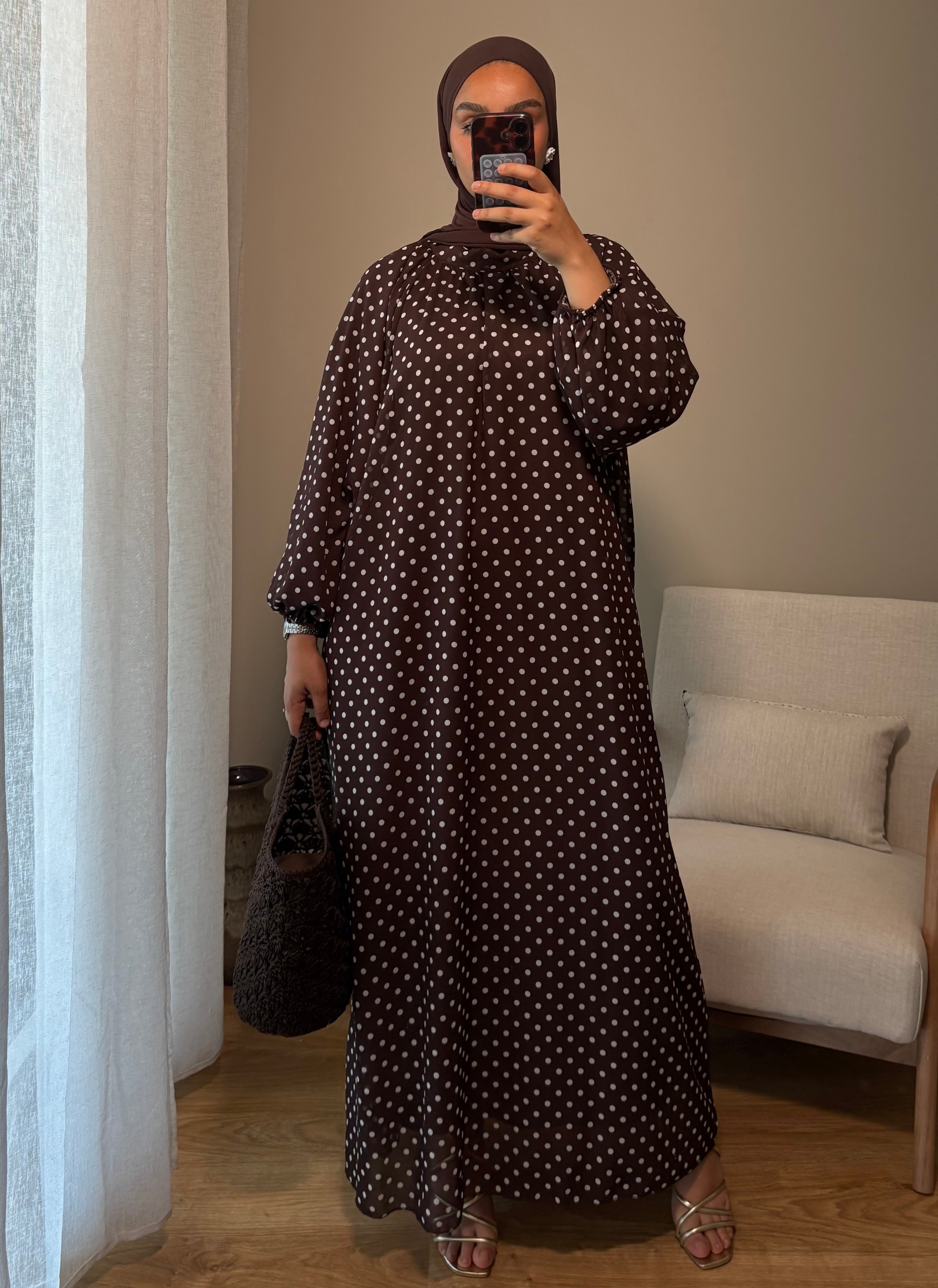 Robe à pois | Marron