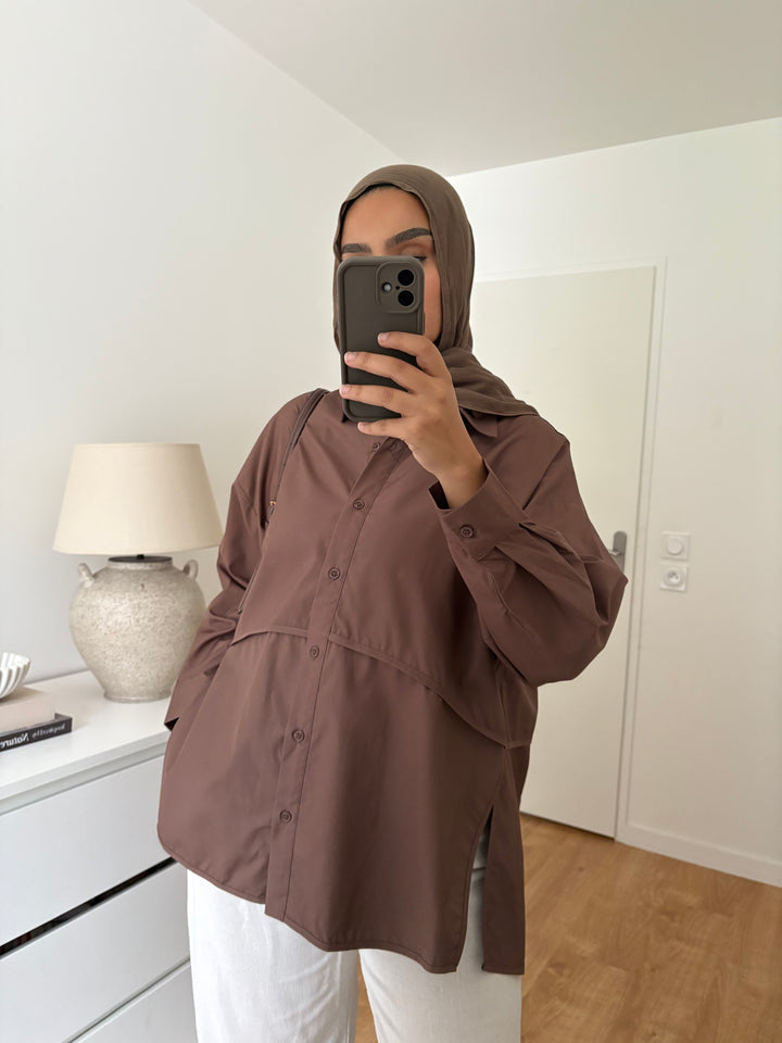 Chemise Marron à fentes