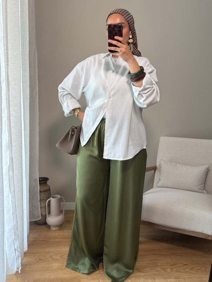 Pantalon satiné | Kaki