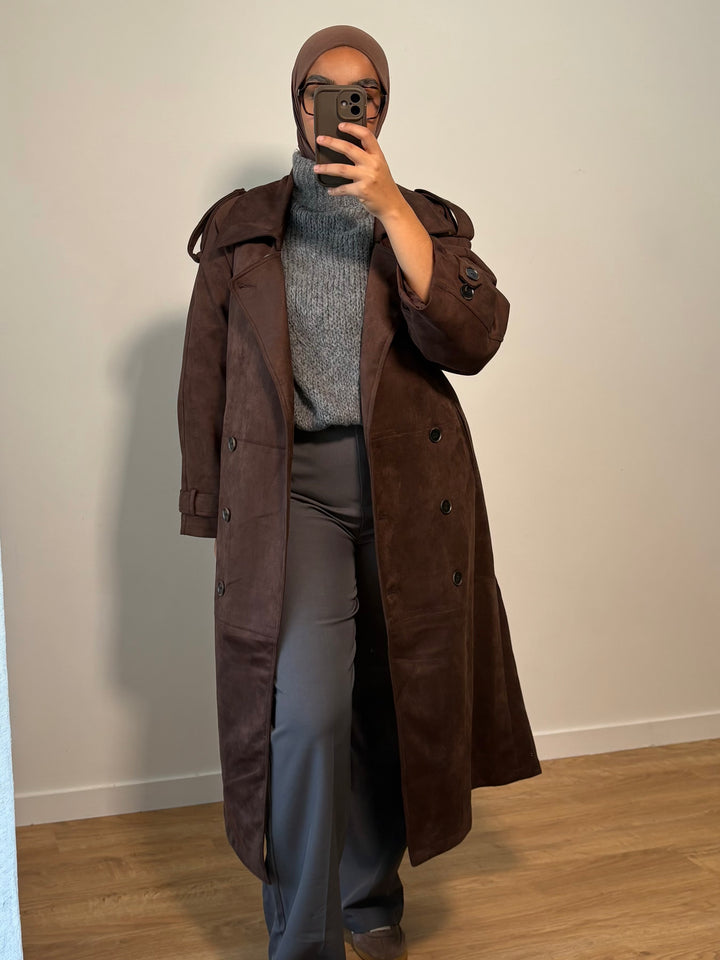 Trench Suède Marron