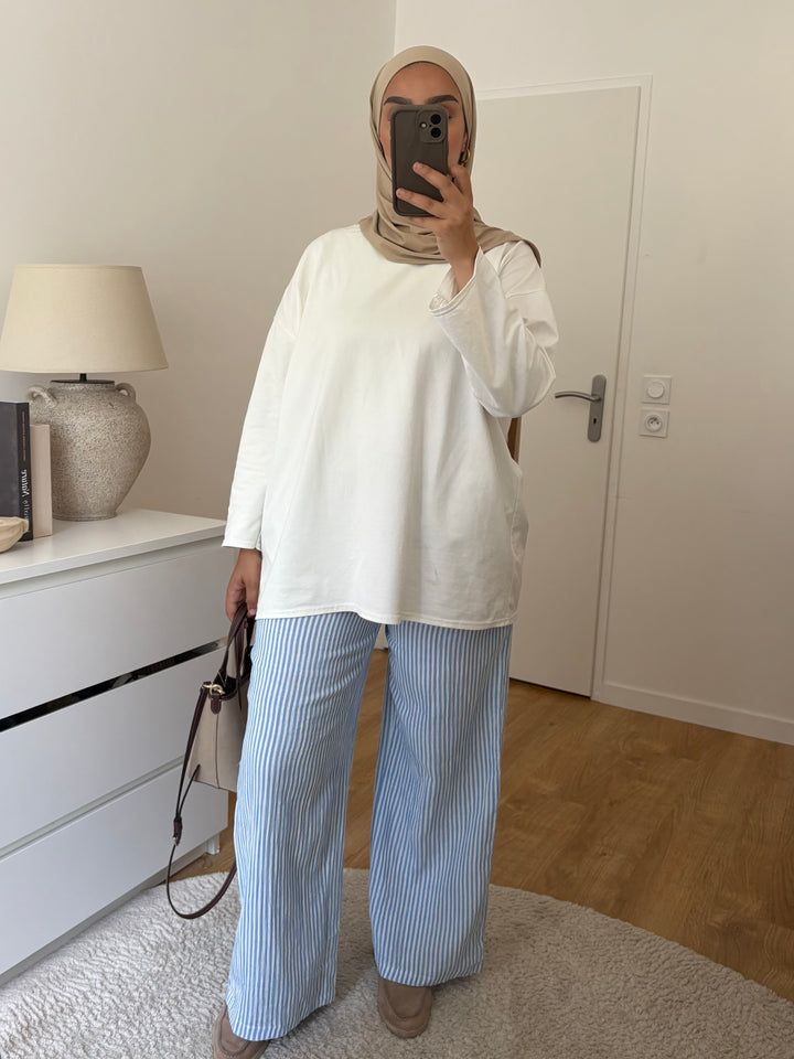 Pantalon rayé | Bleu