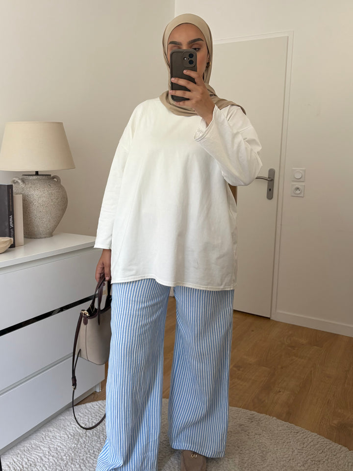 Pantalon rayé | Bleu