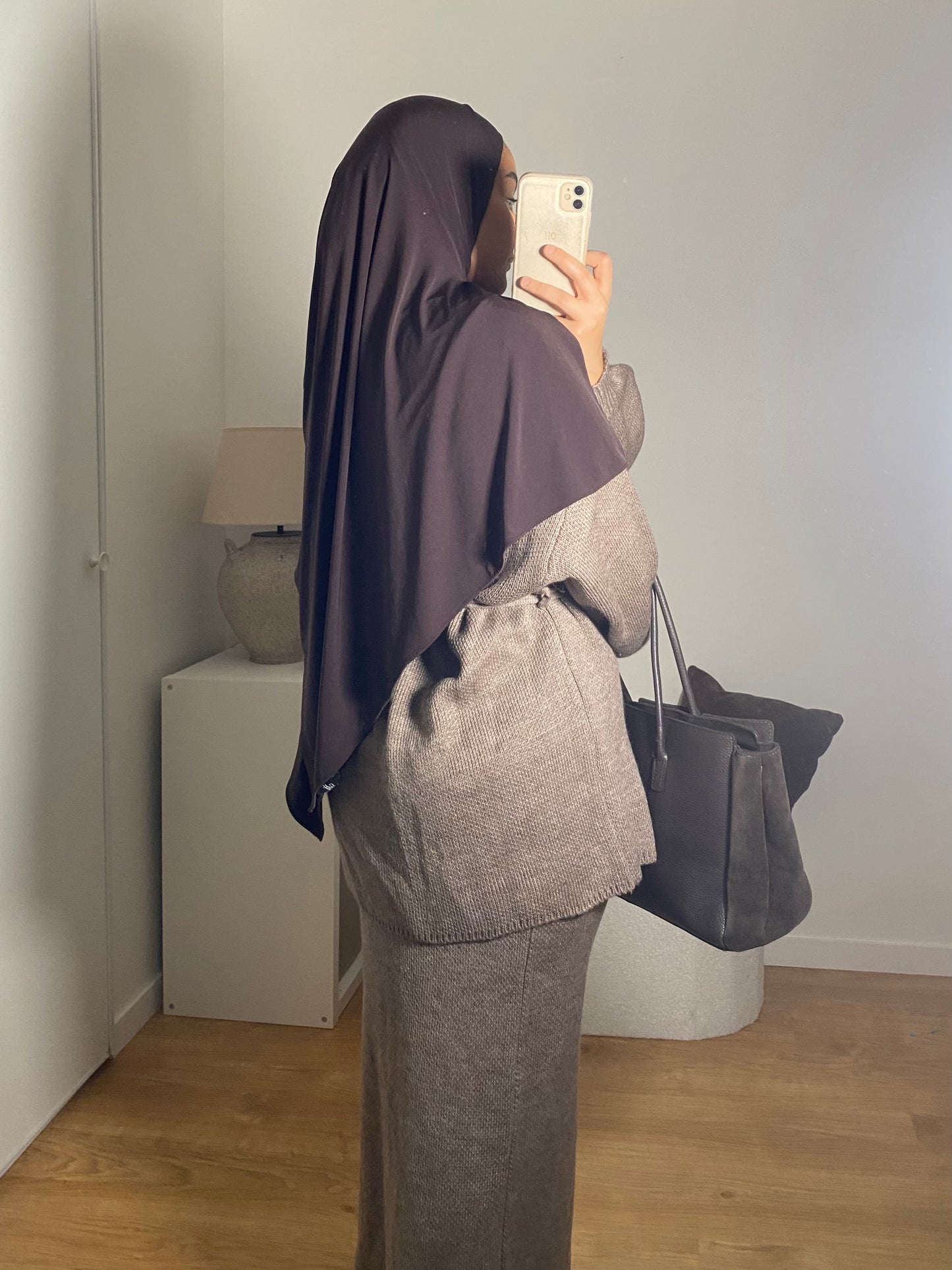 Ensemble Naya taupe | Jupe et haut croisé