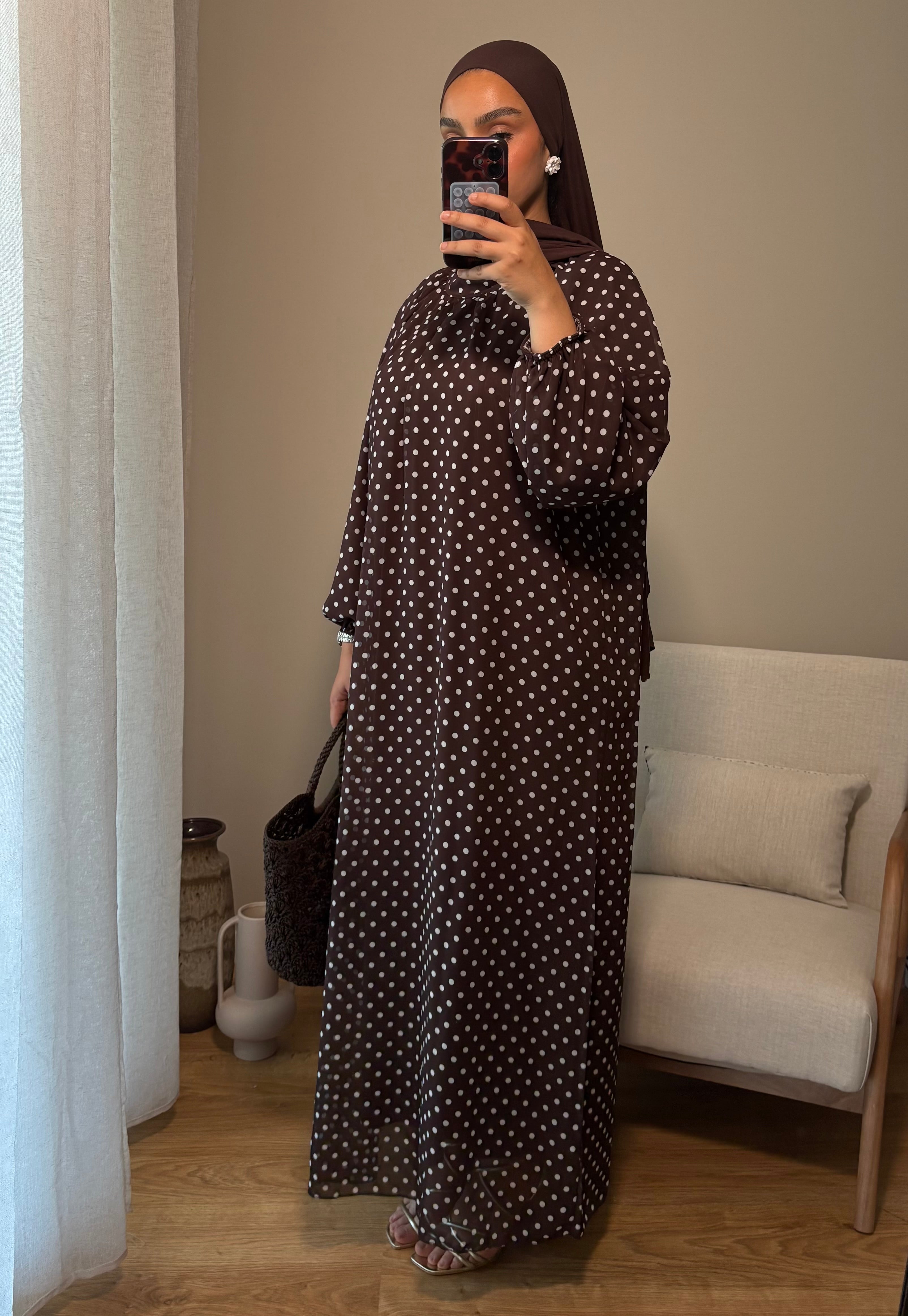 Robe à pois | Marron