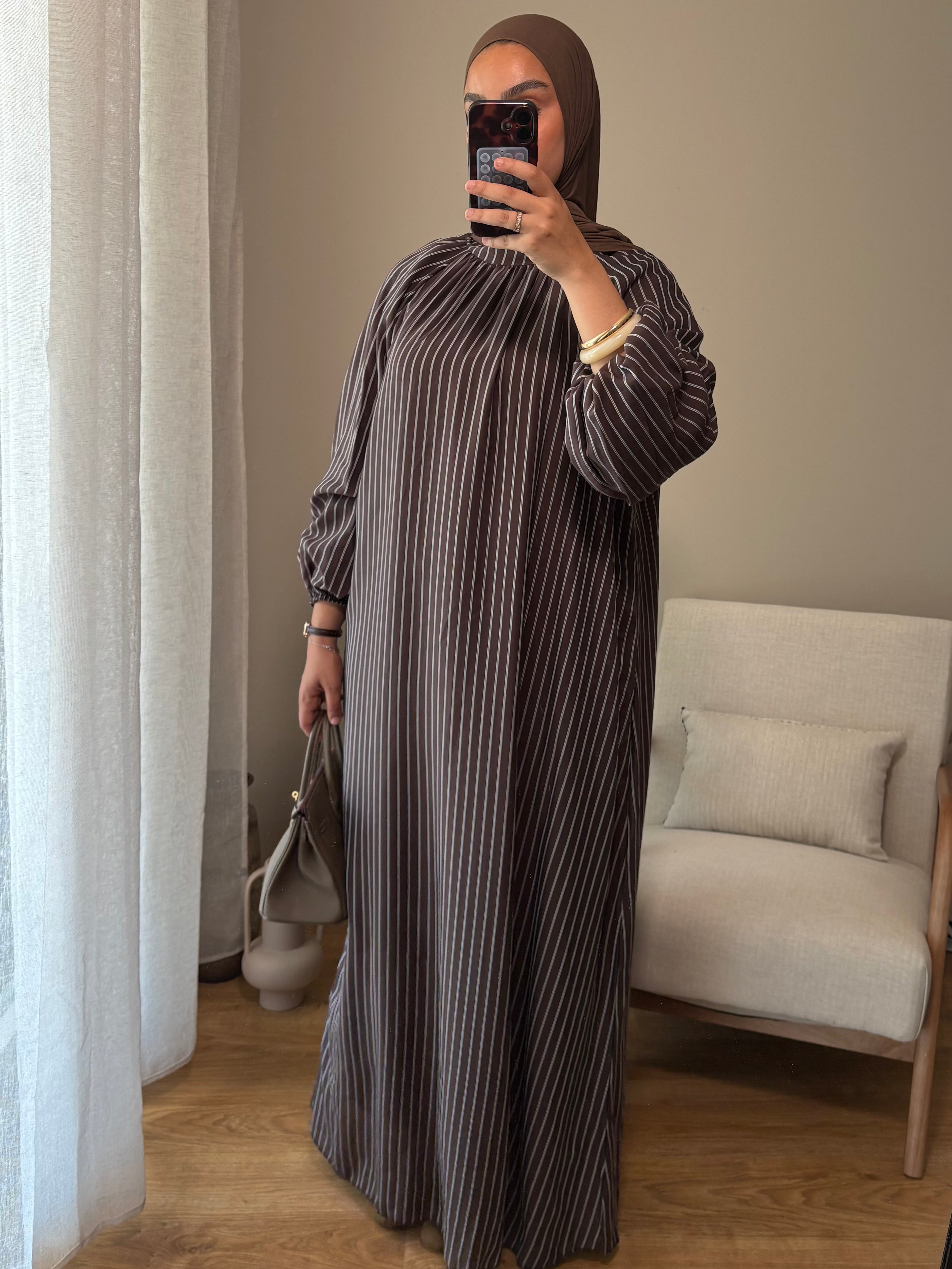 Robe à rayure | Marron