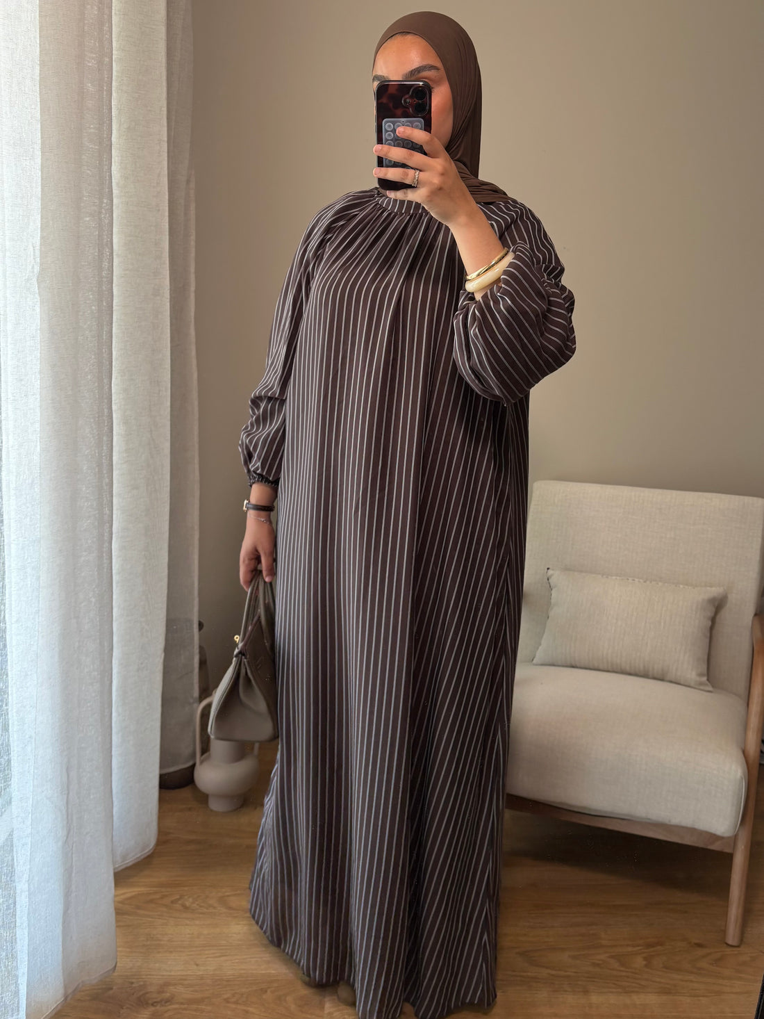 Robe à rayure | Marron