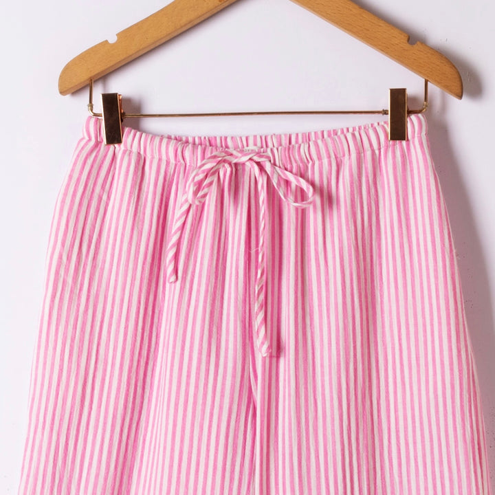 Pantalon rayé | Rose