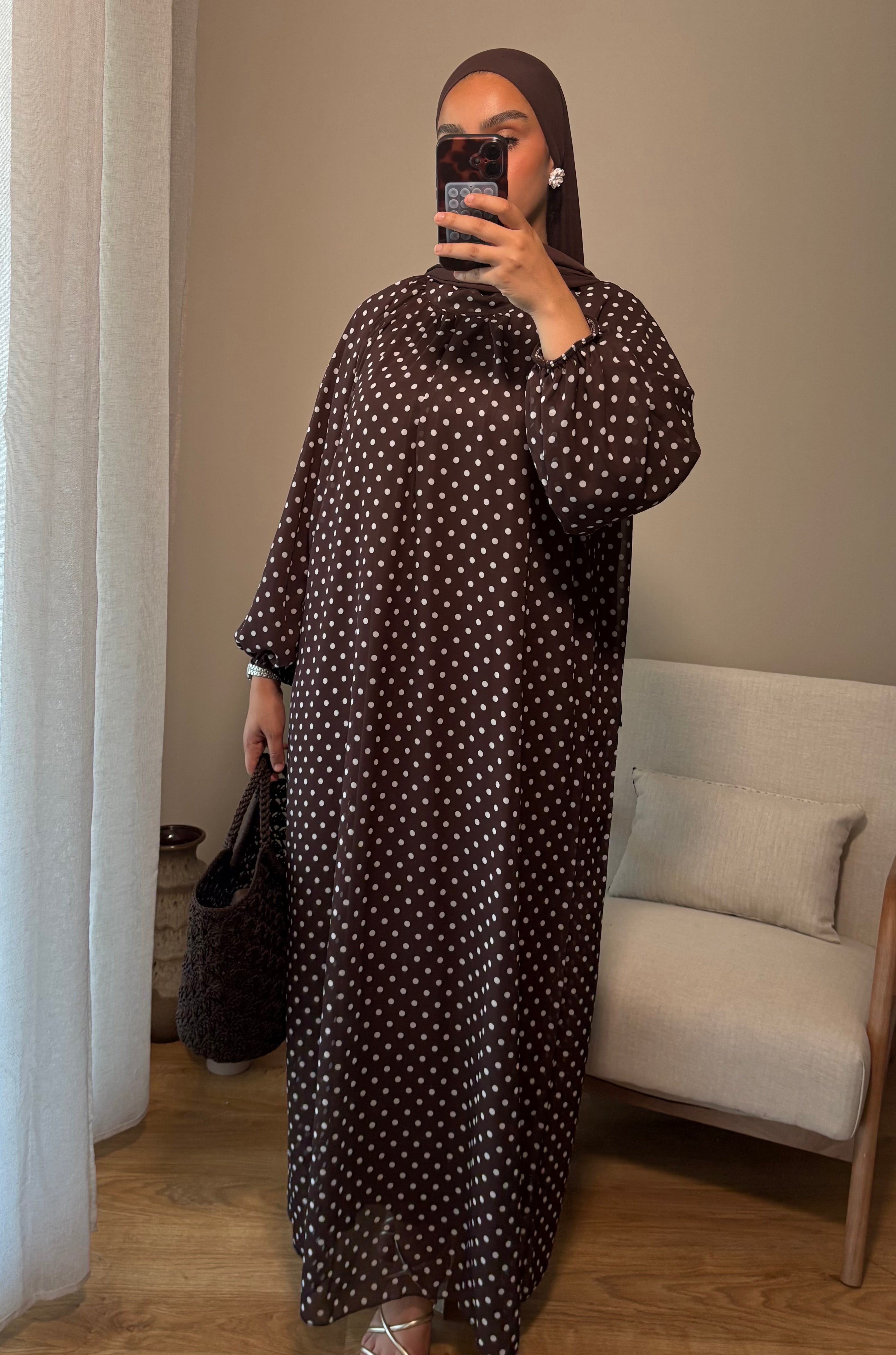 Robe à pois | Marron
