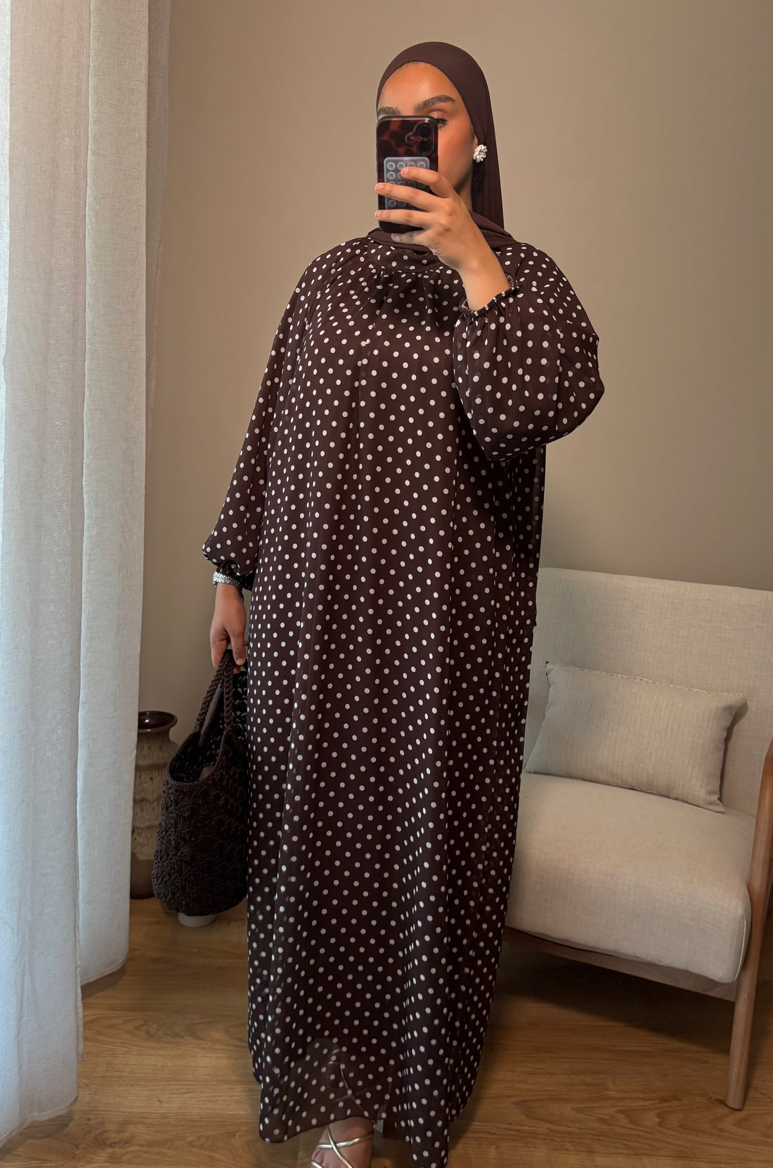 Robe à pois | Marron
