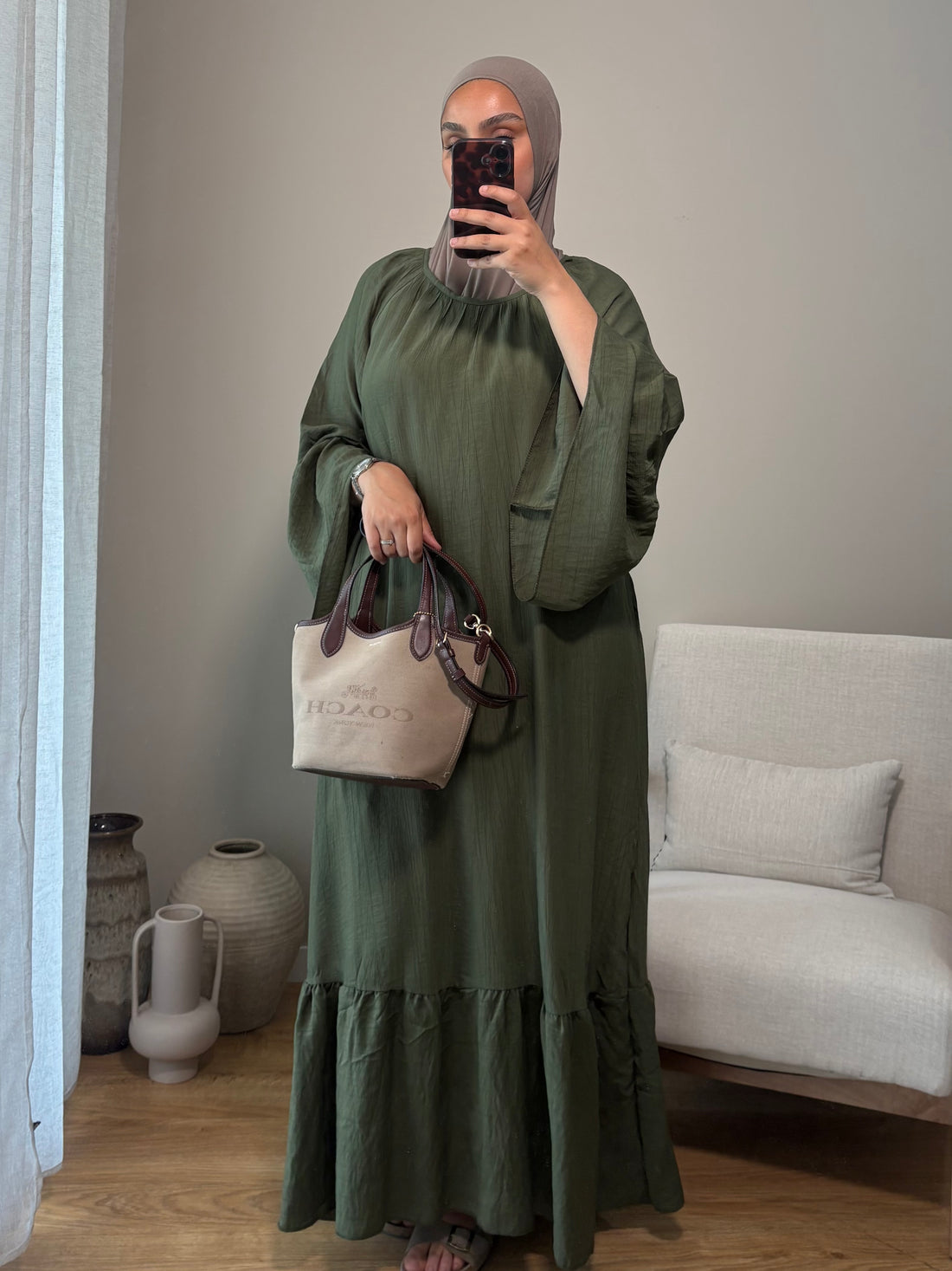 Robe à volant | Kaki