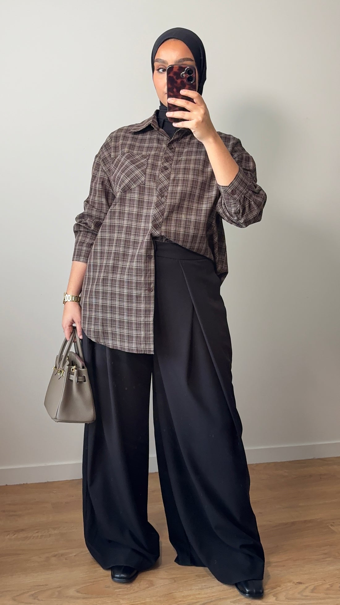 Chemise carreaux marron