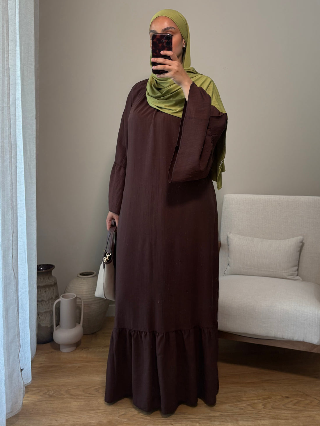 Robe à volant | Marron
