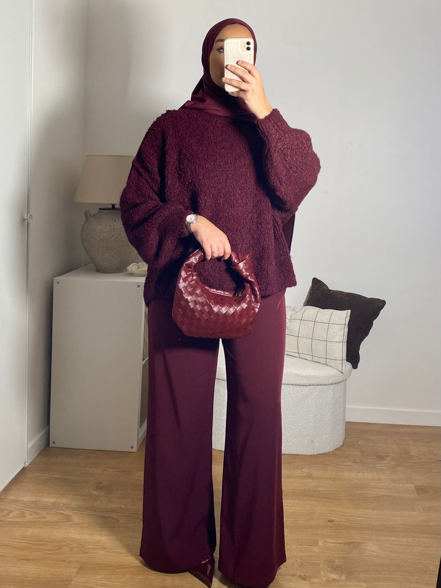 Pull bouclette Nanou Bordeaux