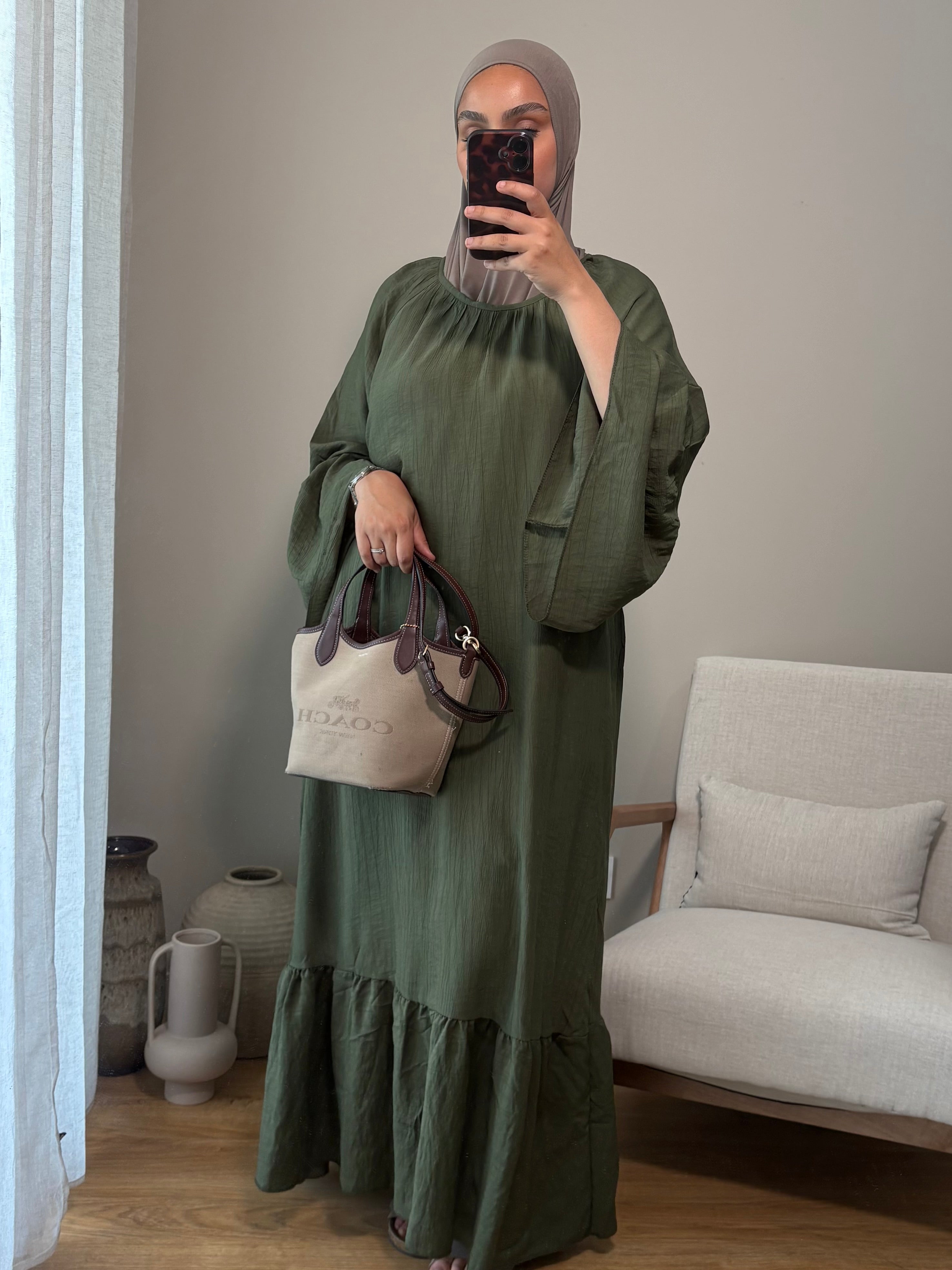 Robe à volant | Kaki