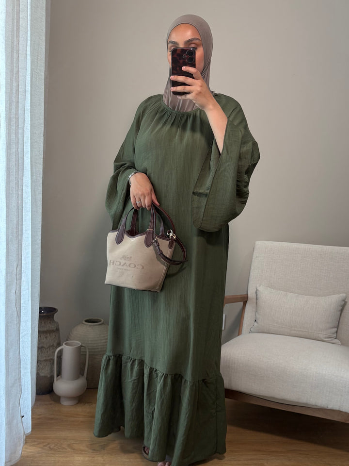 Robe à volant | Kaki