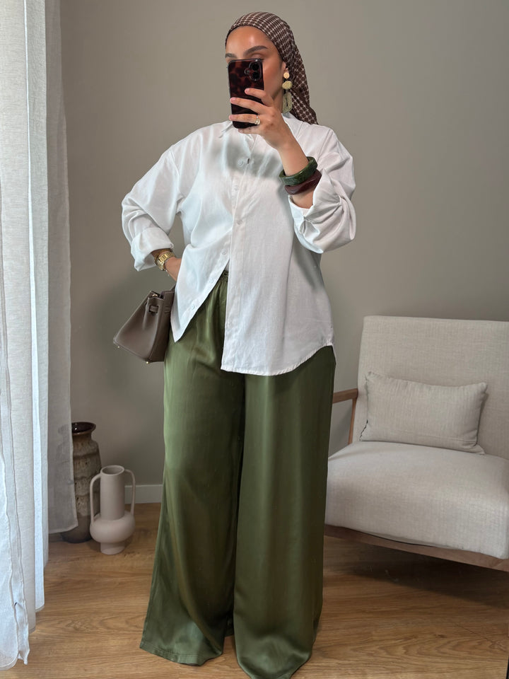 Pantalon satiné | Kaki