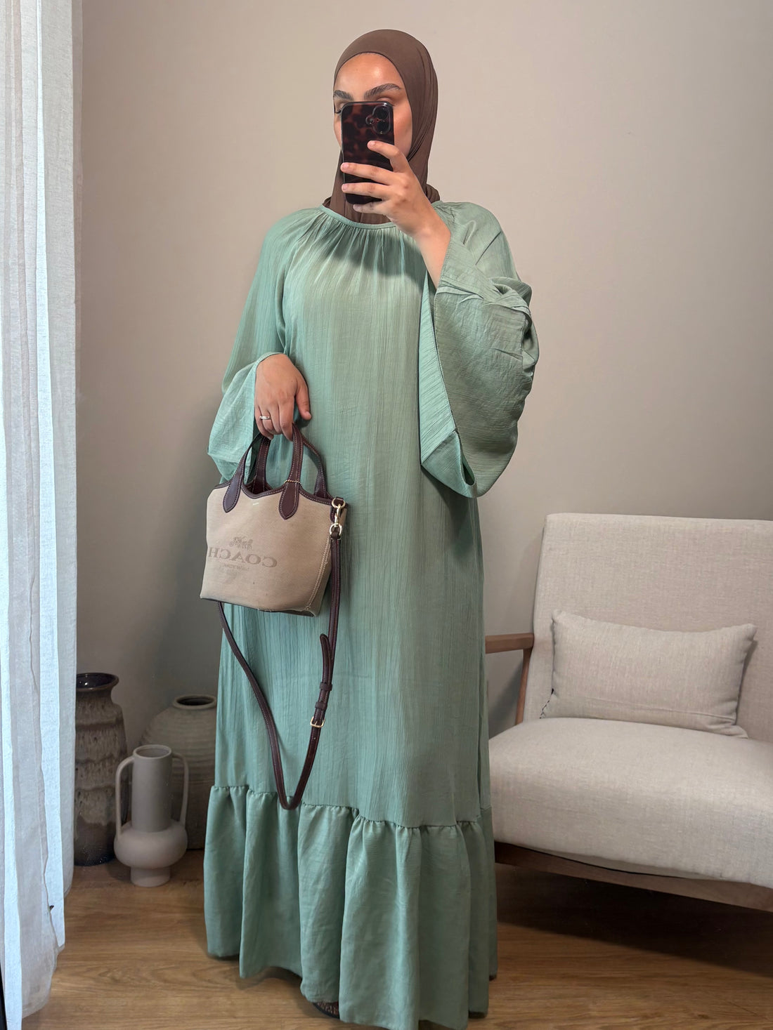Robe à volant | Sauge