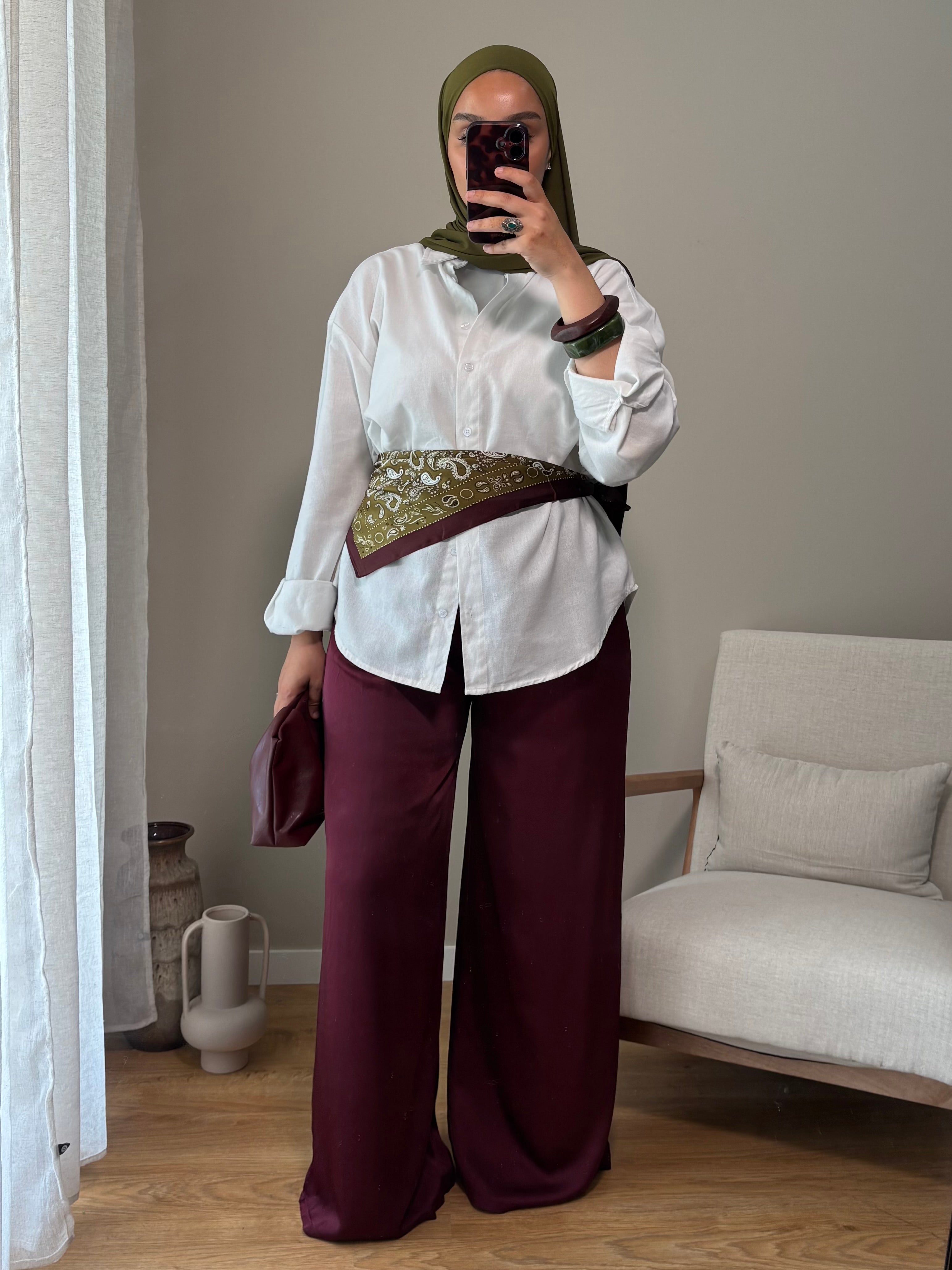 Pantalon satiné | Bordeaux